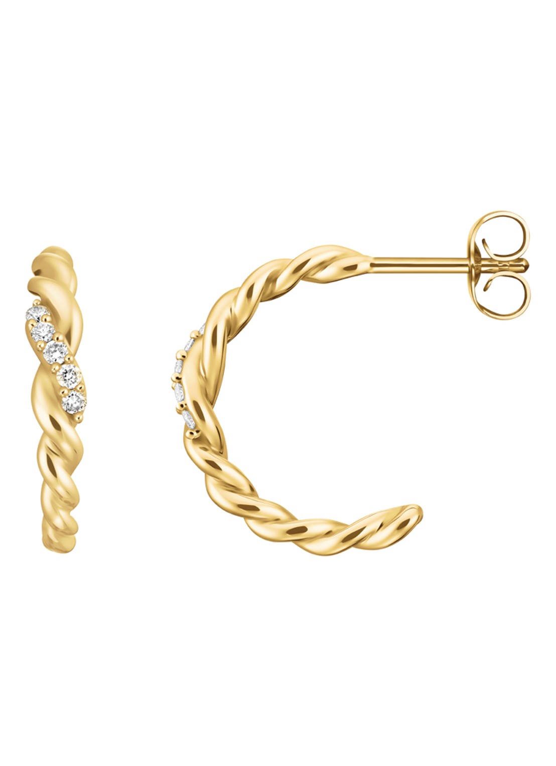 Rosefield Twisted oorstekers van 14 karaat geelgoud - detail goud