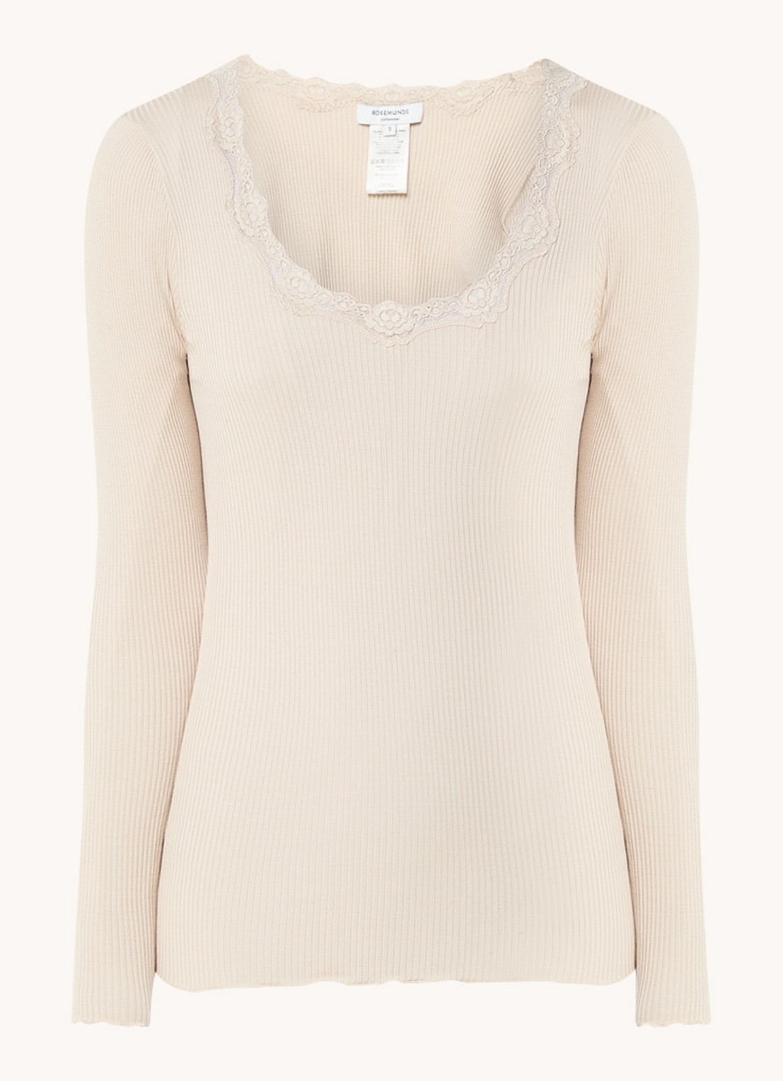 Rosemunde Babette longsleeve in zijdeblend met details van kant - voorkant 3 beige