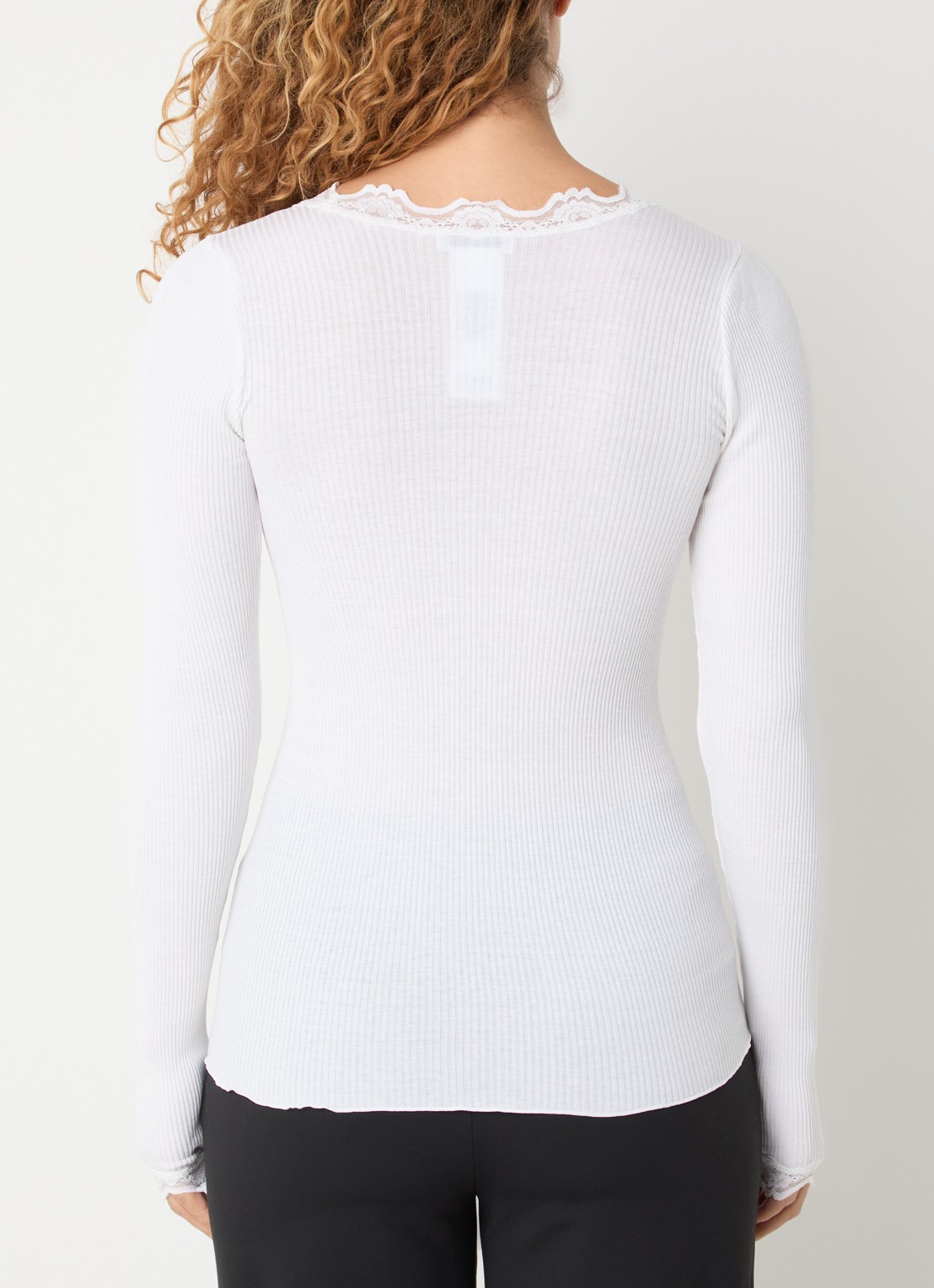 Rosemunde Babette longsleeve in zijdeblend met kant - achterkant wit