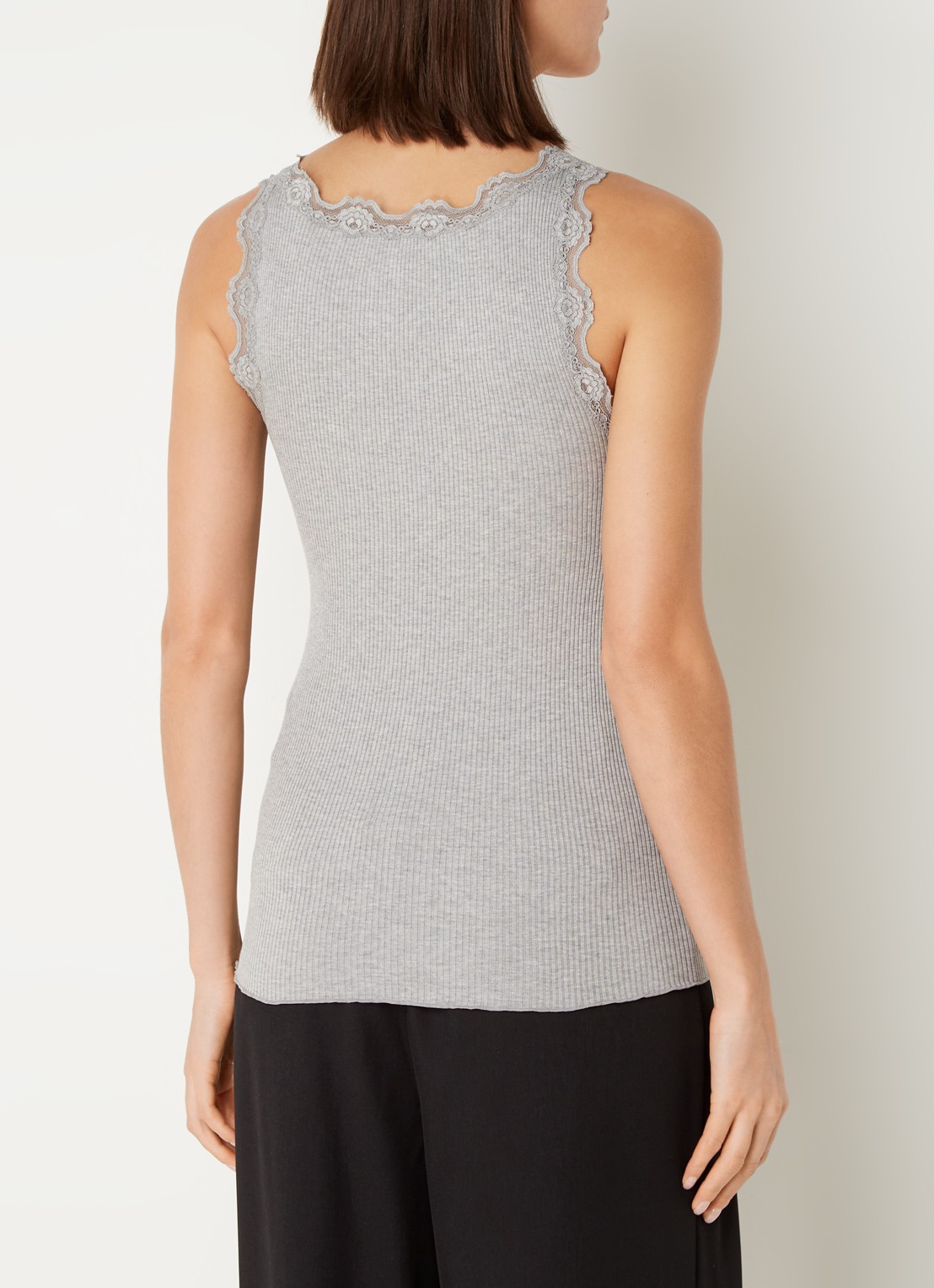 Rosemunde Babette tanktop in zijdeblend met kant - achterkant 3 grijsmele