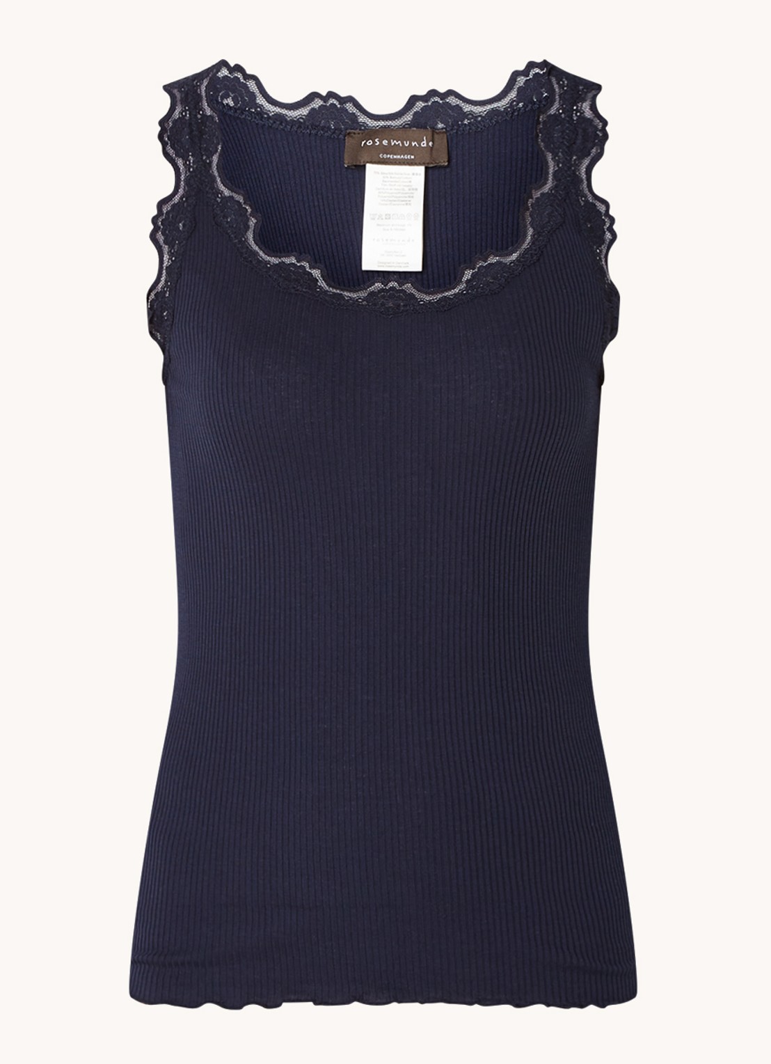 Rosemunde Babette tanktop in zijdeblend met kant - voorkant donkerblauw