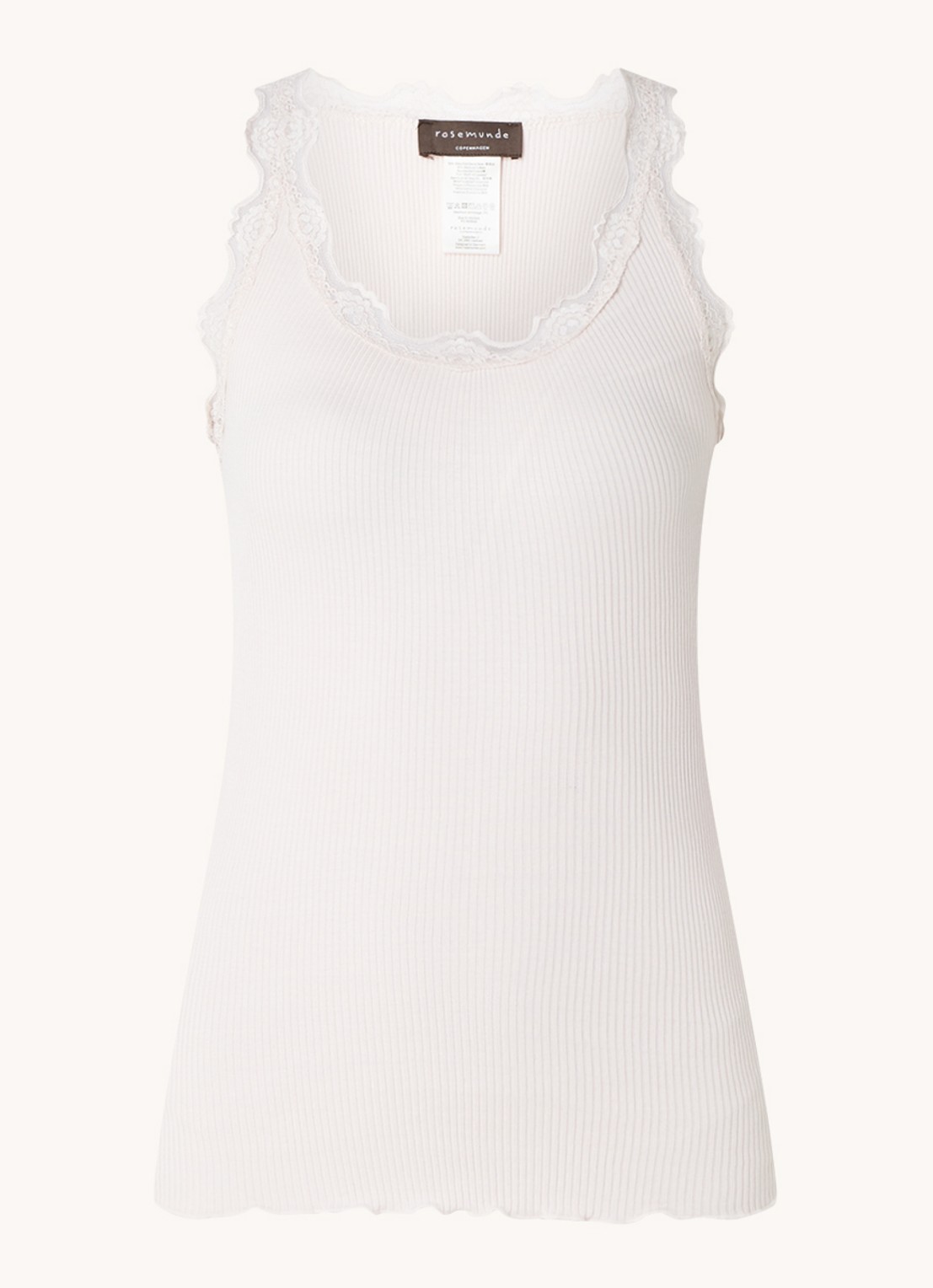 Rosemunde Babette tanktop in zijdeblend met kant - voorkant lichtroze