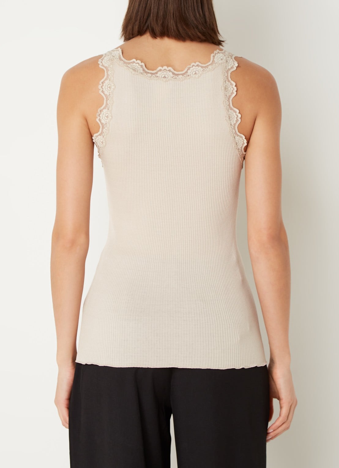 Rosemunde Babette tanktop in zijdeblend met kant - achterkant 3 donkerbeige
