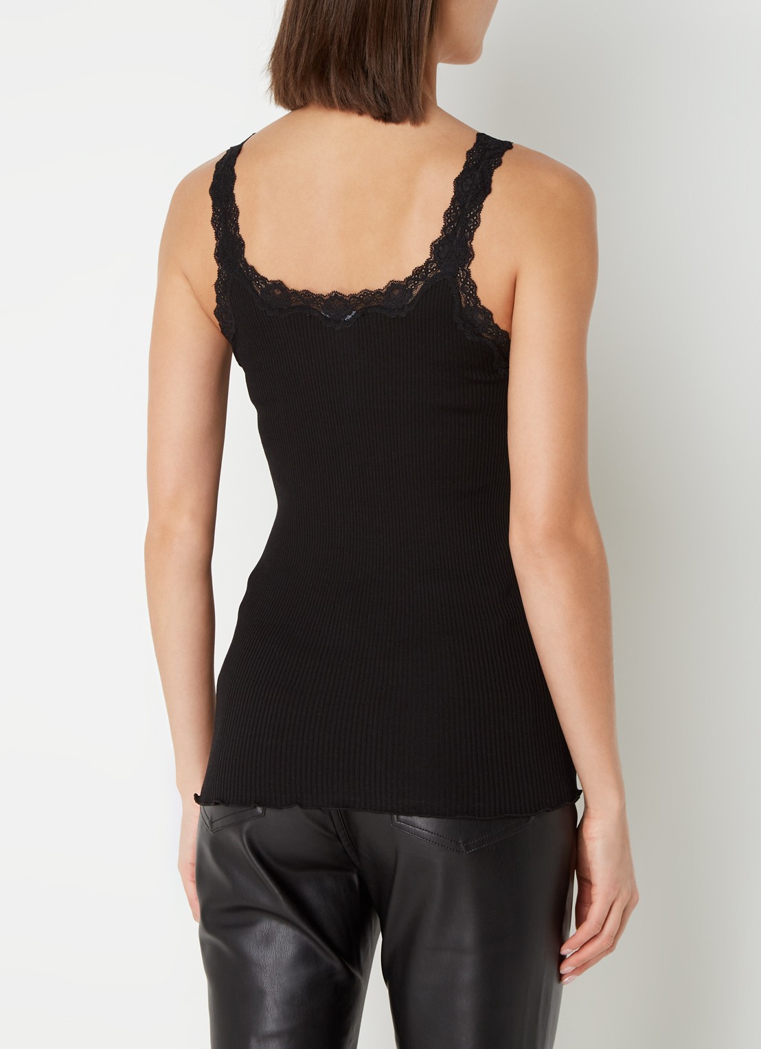 Rosemunde Babette tanktop in zijdeblend met kant - achterkant 4 zwart