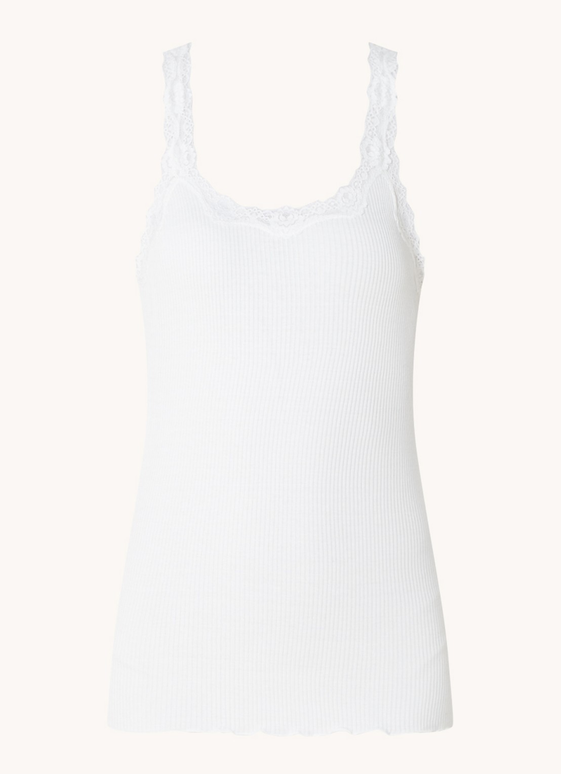 Rosemunde Babette tanktop in zijdeblend met kant - voorkant 2 wit