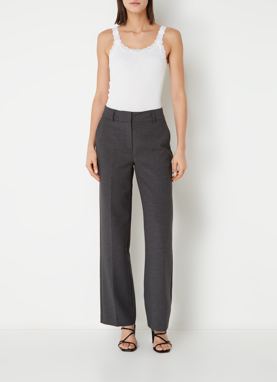 Rosemunde Babette tanktop in zijdeblend met kant - voorkant 3 wit