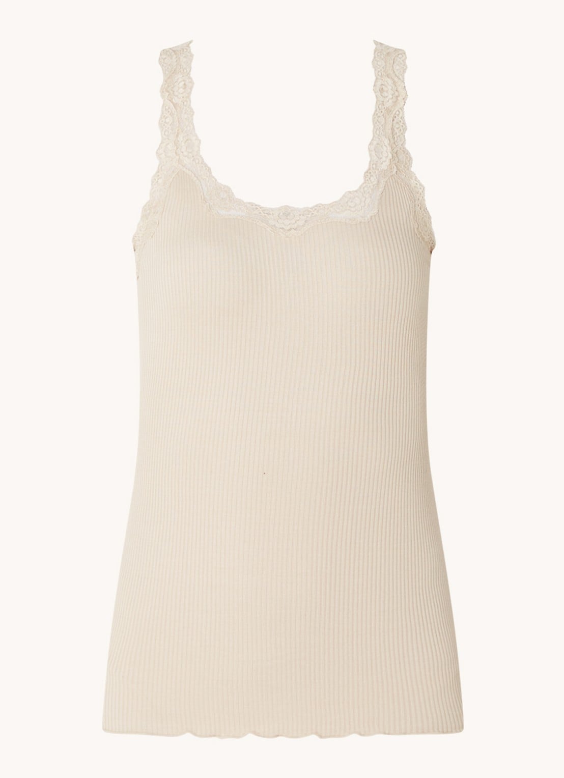 Rosemunde Babette tanktop in zijdeblend met kant - voorkant 2 donkerbeige