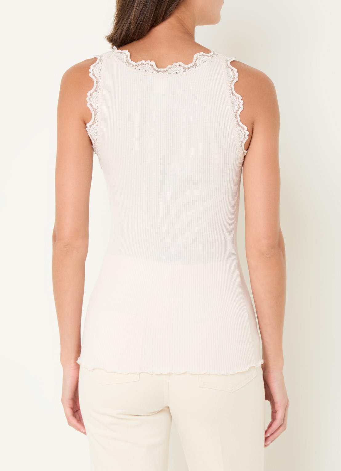 Rosemunde Babette tanktop in zijdeblend met kant - achterkant gebroken wit