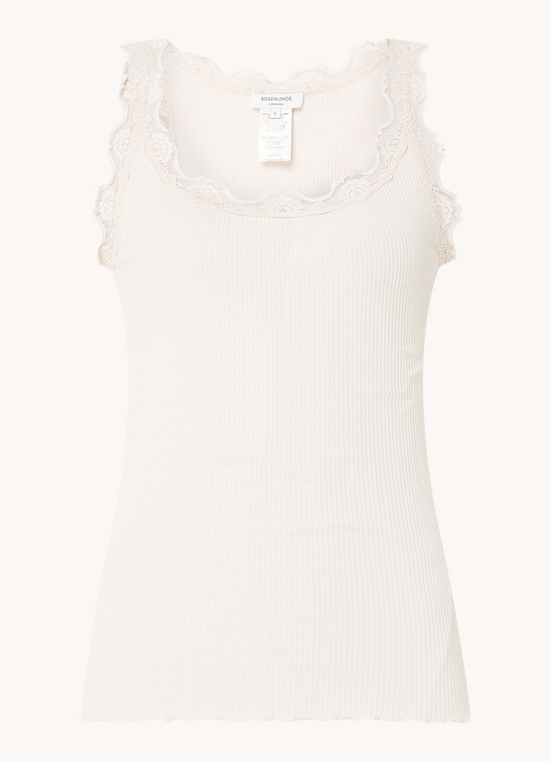 Rosemunde Babette tanktop in zijdeblend met kant - voorkant 2 gebroken wit