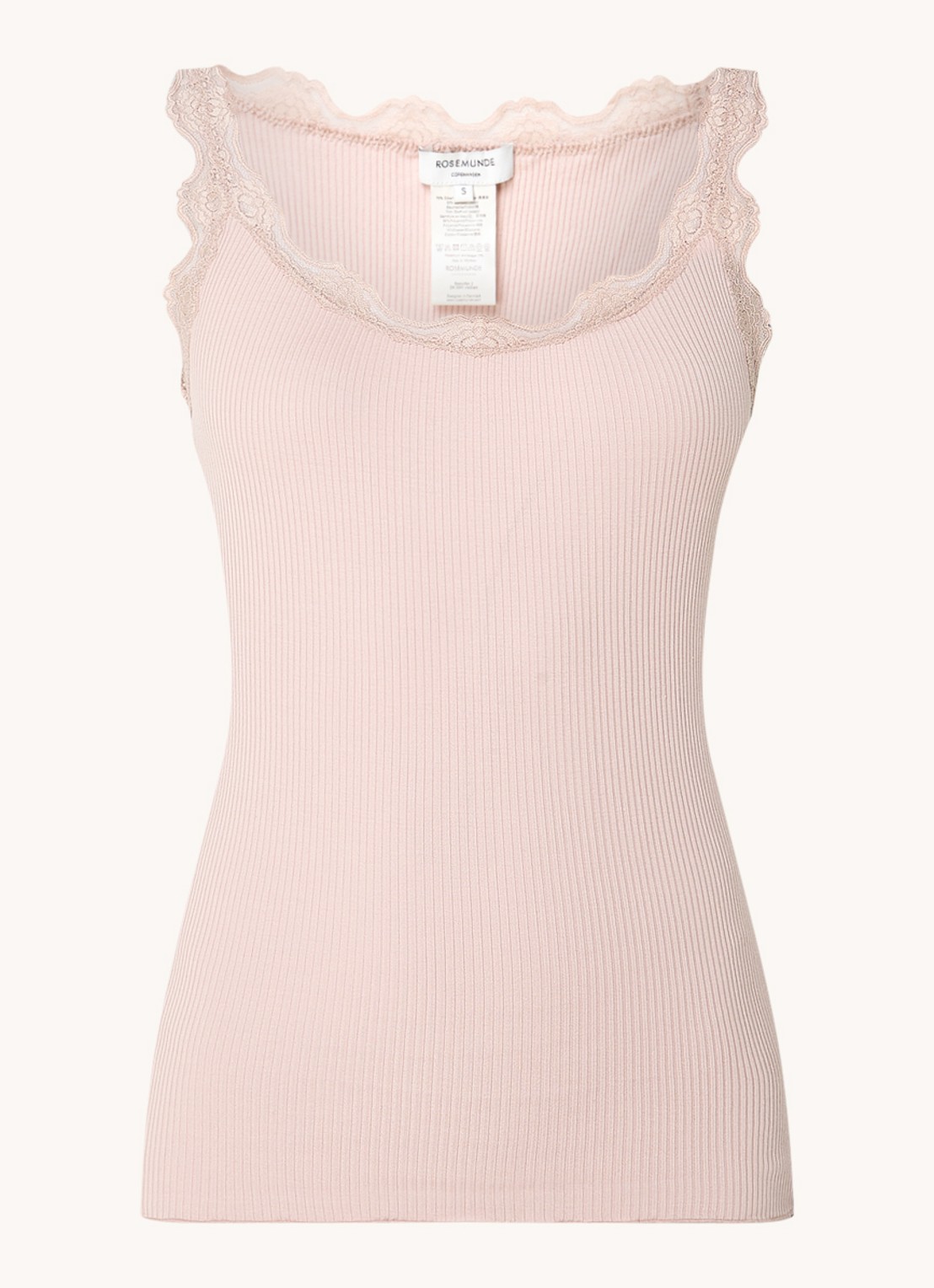 Rosemunde Babette tanktop in zijdeblend met kant - voorkant 2 oudroze