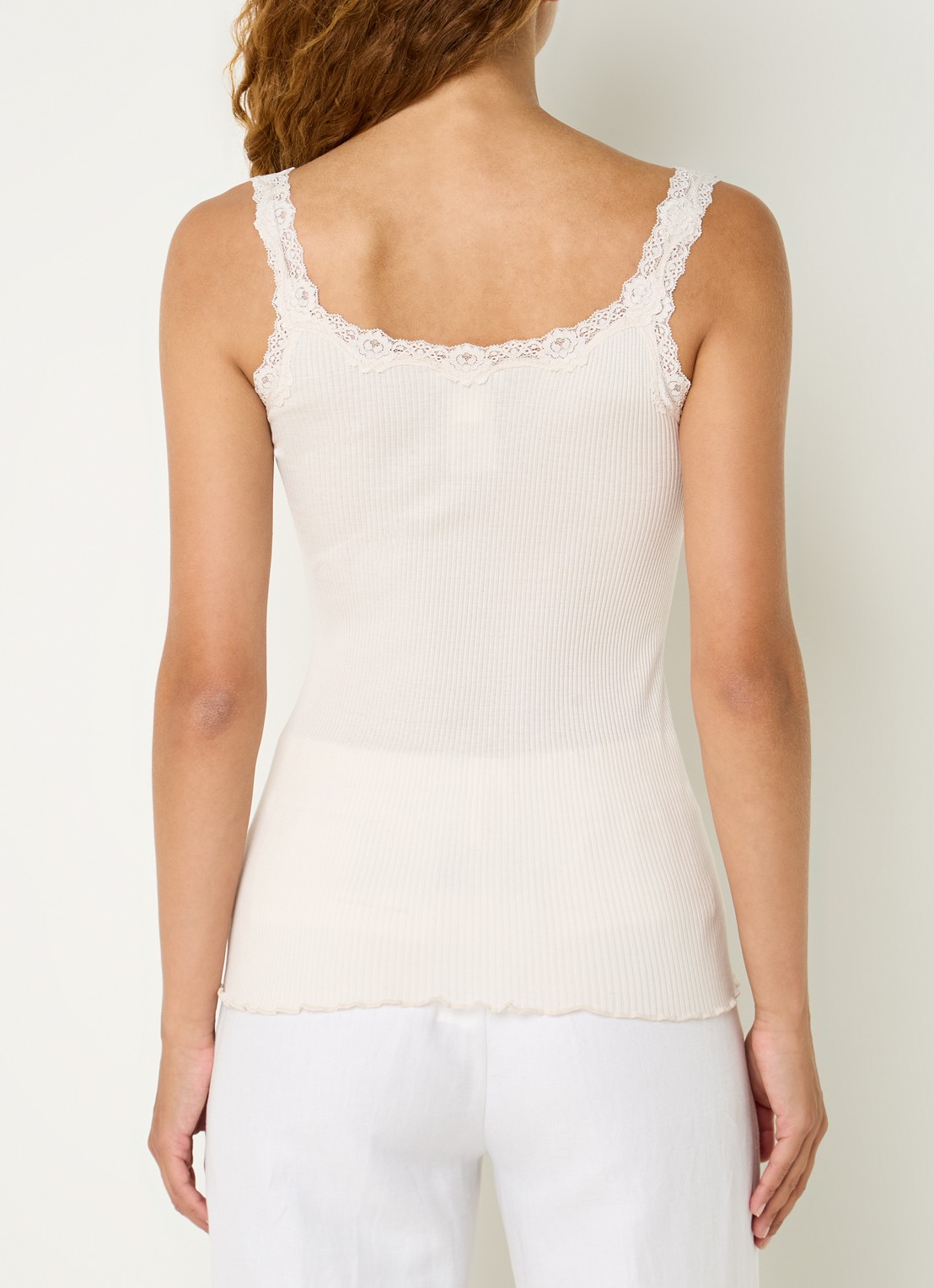 Rosemunde Babette tanktop in zijdeblend met kant - achterkant gebroken wit