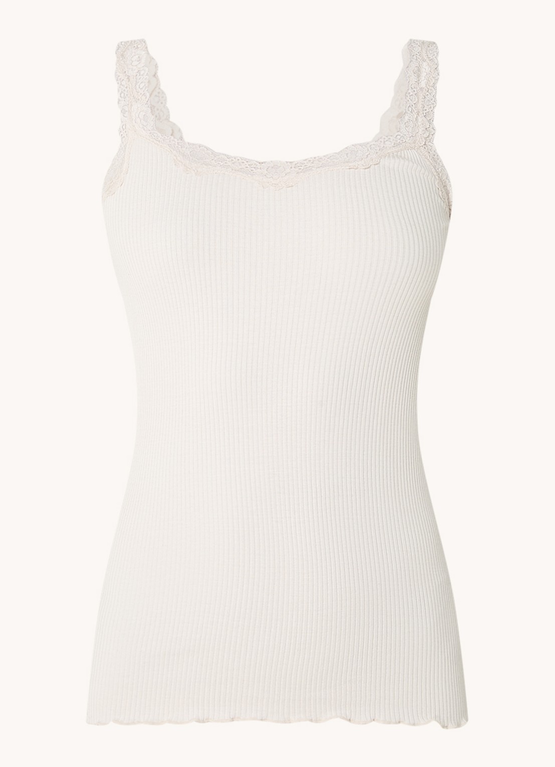 Rosemunde Babette tanktop in zijdeblend met kant - voorkant 2 gebroken wit
