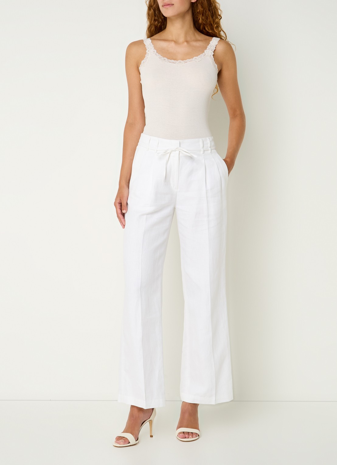 Rosemunde Babette tanktop in zijdeblend met kant - voorkant 3 gebroken wit