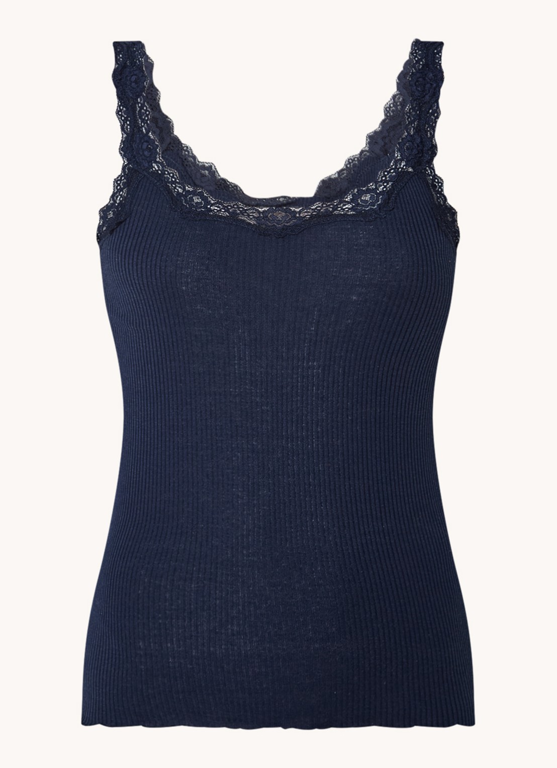 Rosemunde Babette tanktop in zijdeblend met kant - voorkant donkerblauw