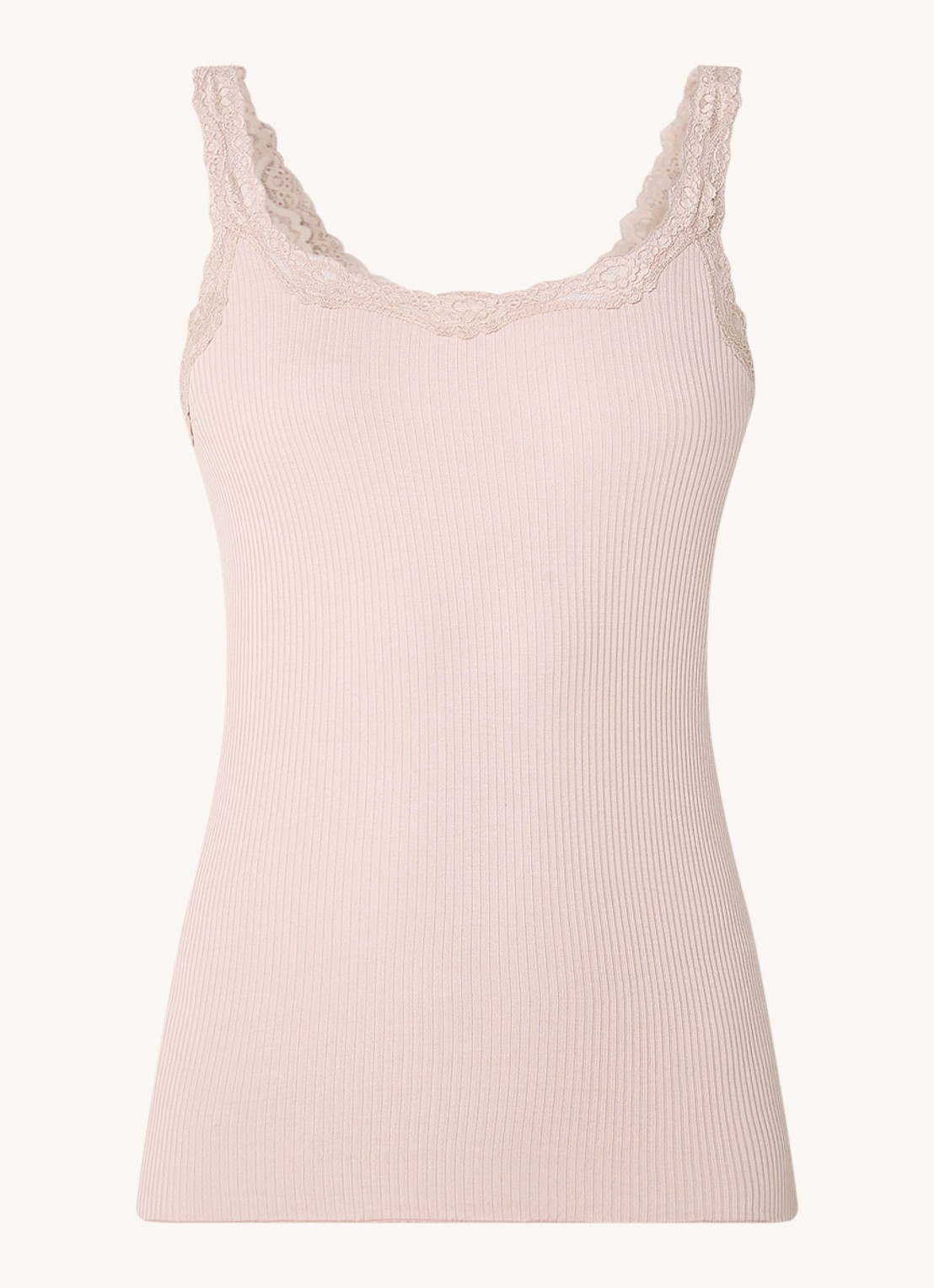 Rosemunde Babette tanktop in zijdeblend met kant - voorkant 2 lichtroze