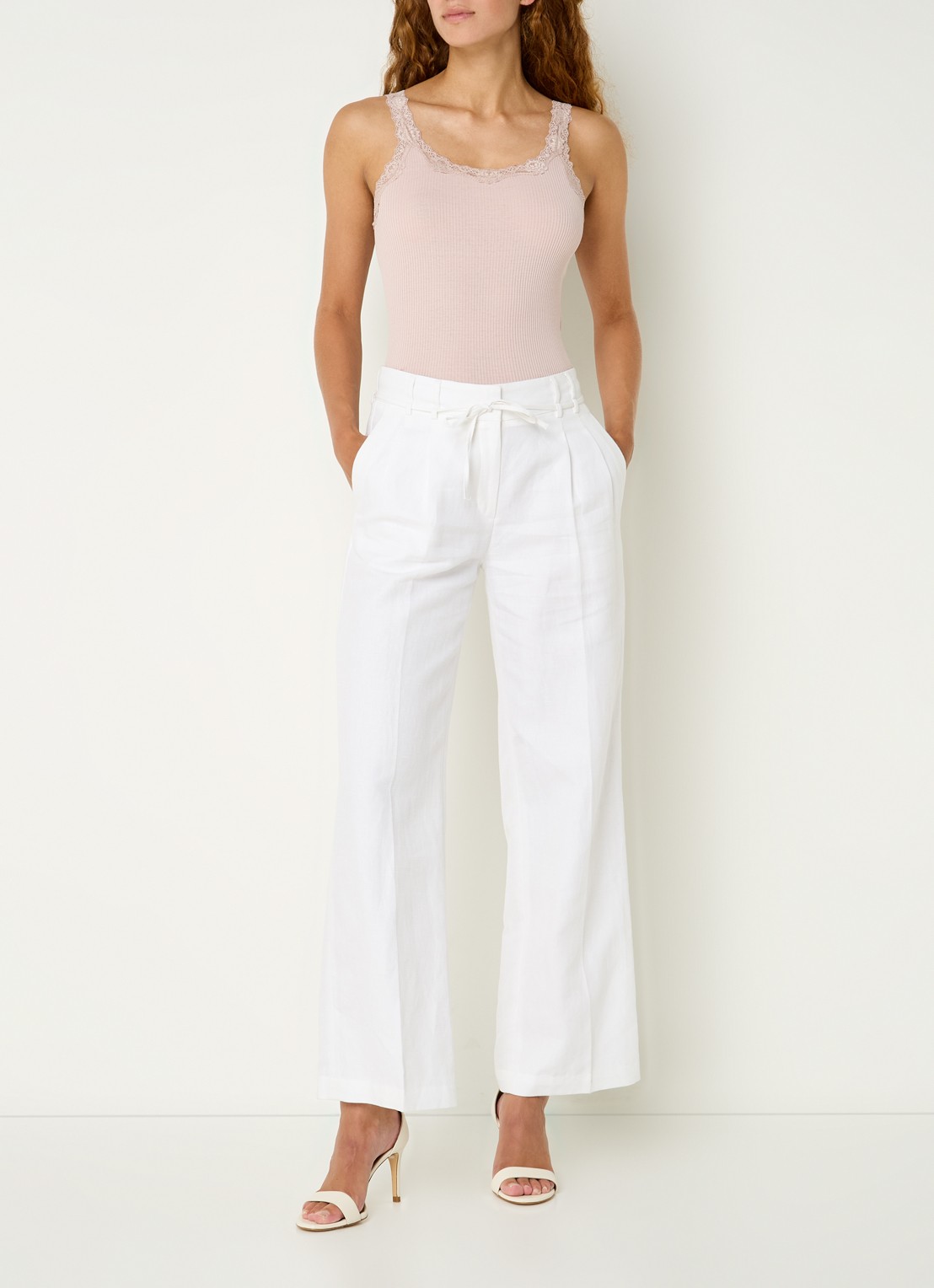 Rosemunde Babette tanktop in zijdeblend met kant - voorkant 3 lichtroze