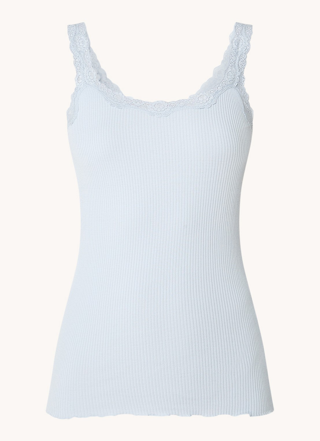 Rosemunde Babette tanktop in zijdeblend met kant - voorkant 3 lichtblauw