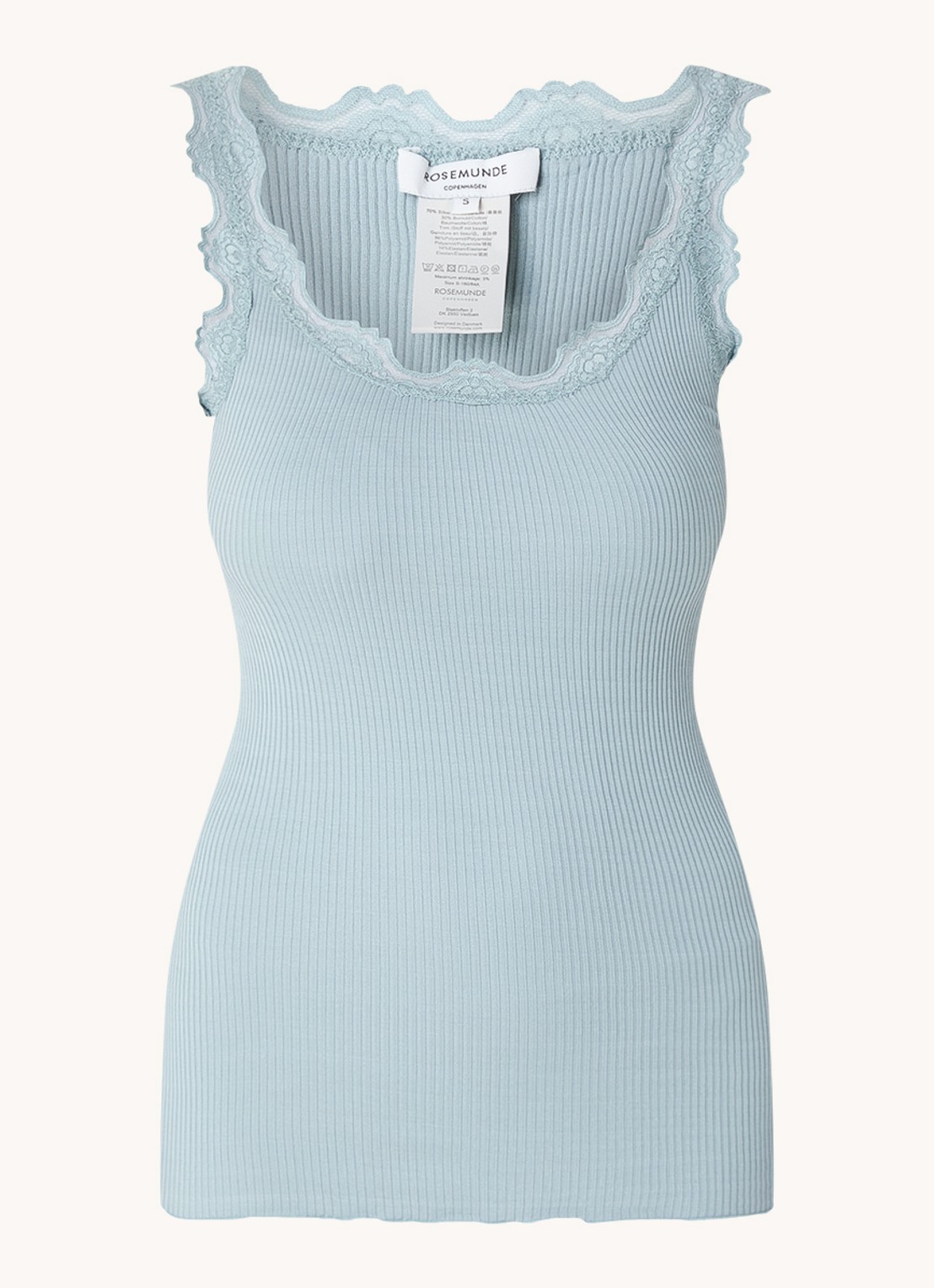 Rosemunde Babette tanktop in zijdeblend met kant - voorkant 3 blauwgrijs