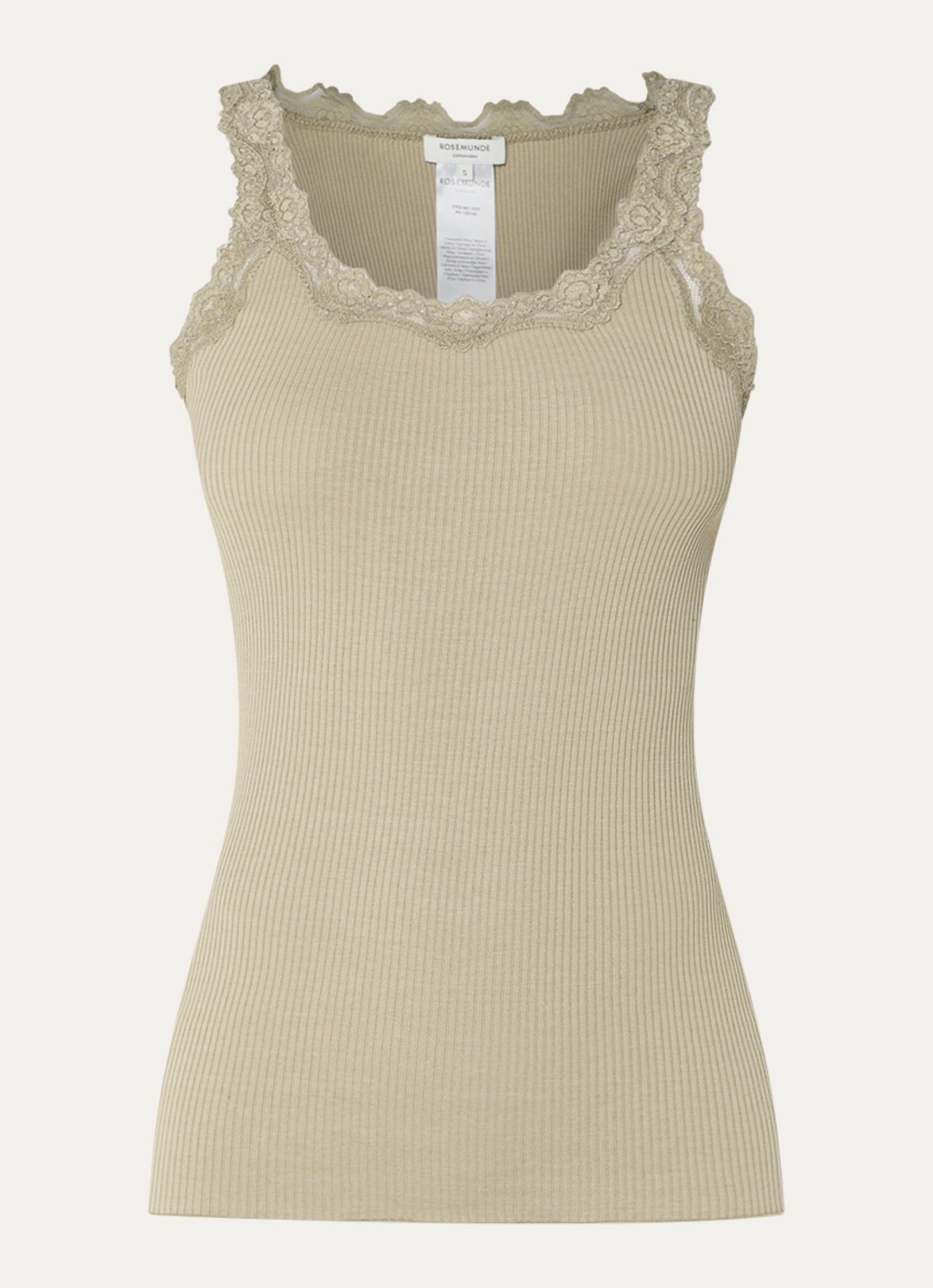 Rosemunde Babette tanktop in zijdeblend met kant - voorkant 3 olijfgroen