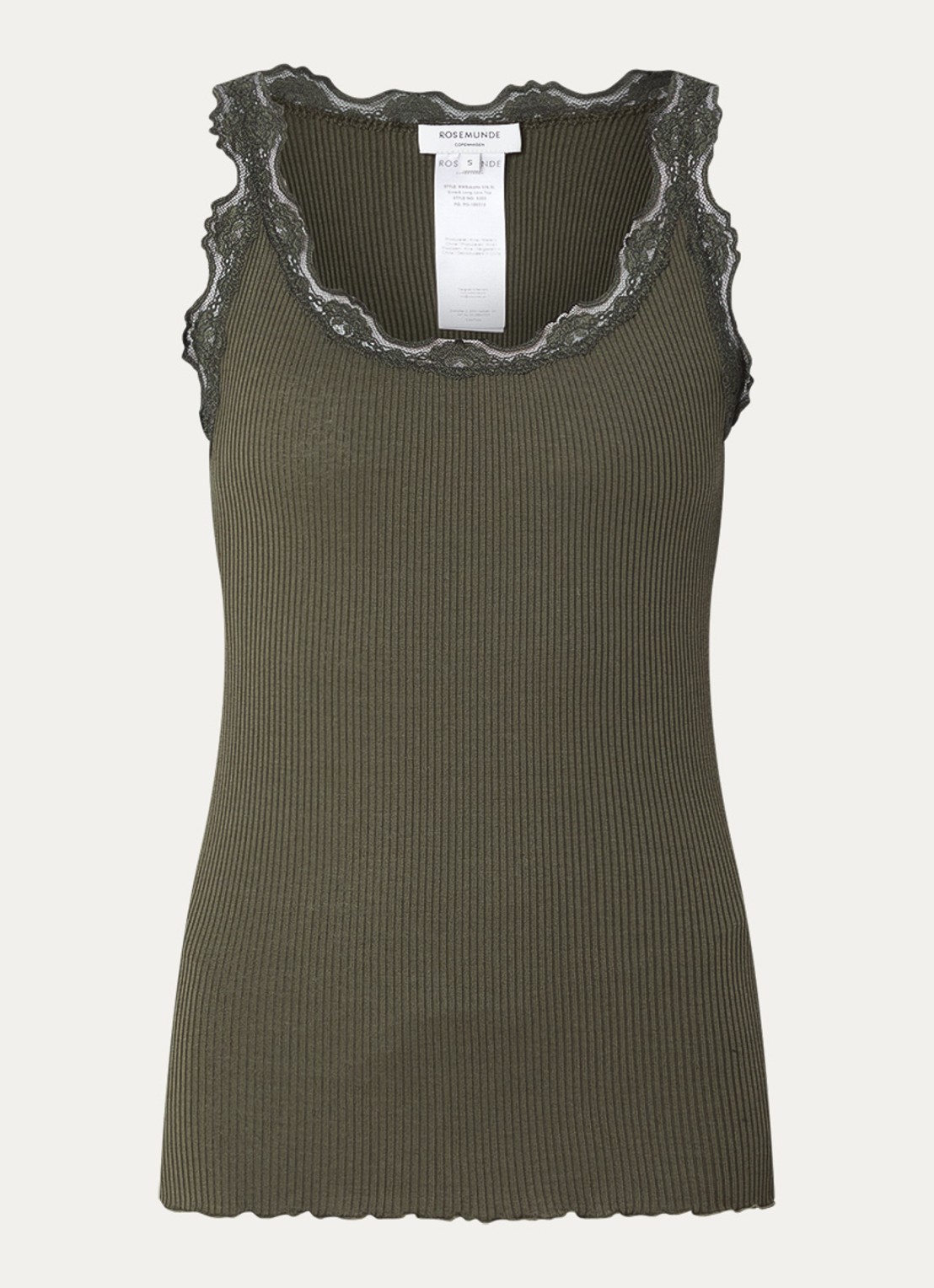 Rosemunde Babette tanktop in zijdeblend met kant - voorkant 2 bronsgroen