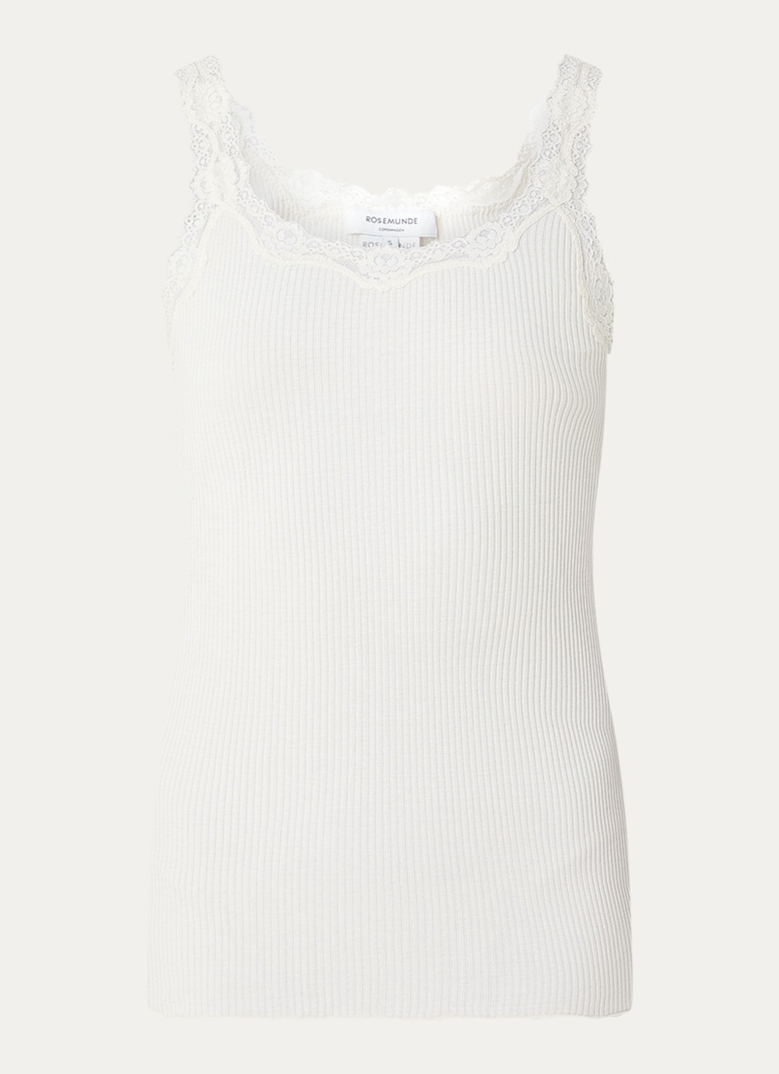 Rosemunde Babette tanktop in zijdeblend met kant - voorkant 2 ivoor