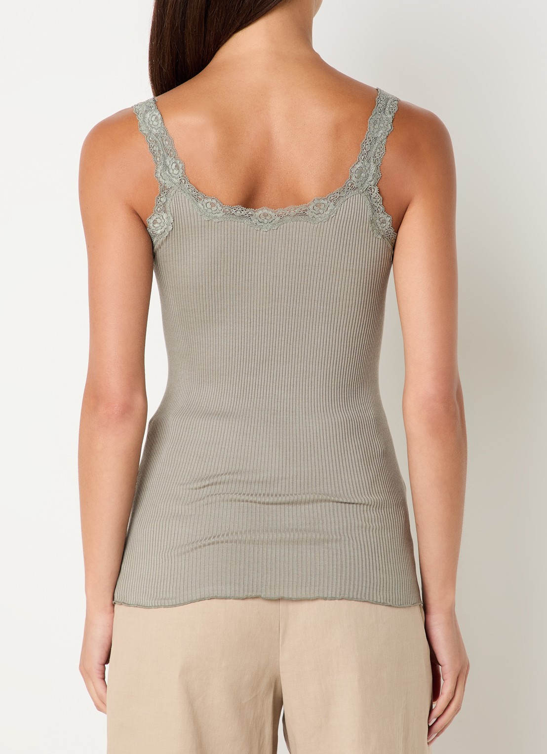 Rosemunde Babette tanktop in zijdeblend met kant - achterkant beige