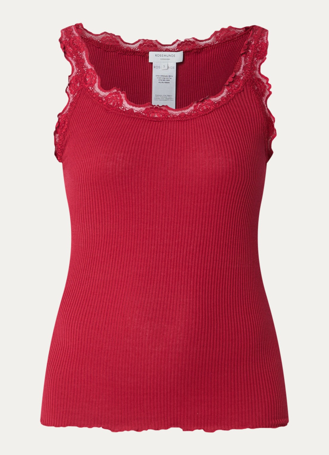 Rosemunde Babette tanktop in zijdeblend met kant - voorkant rood