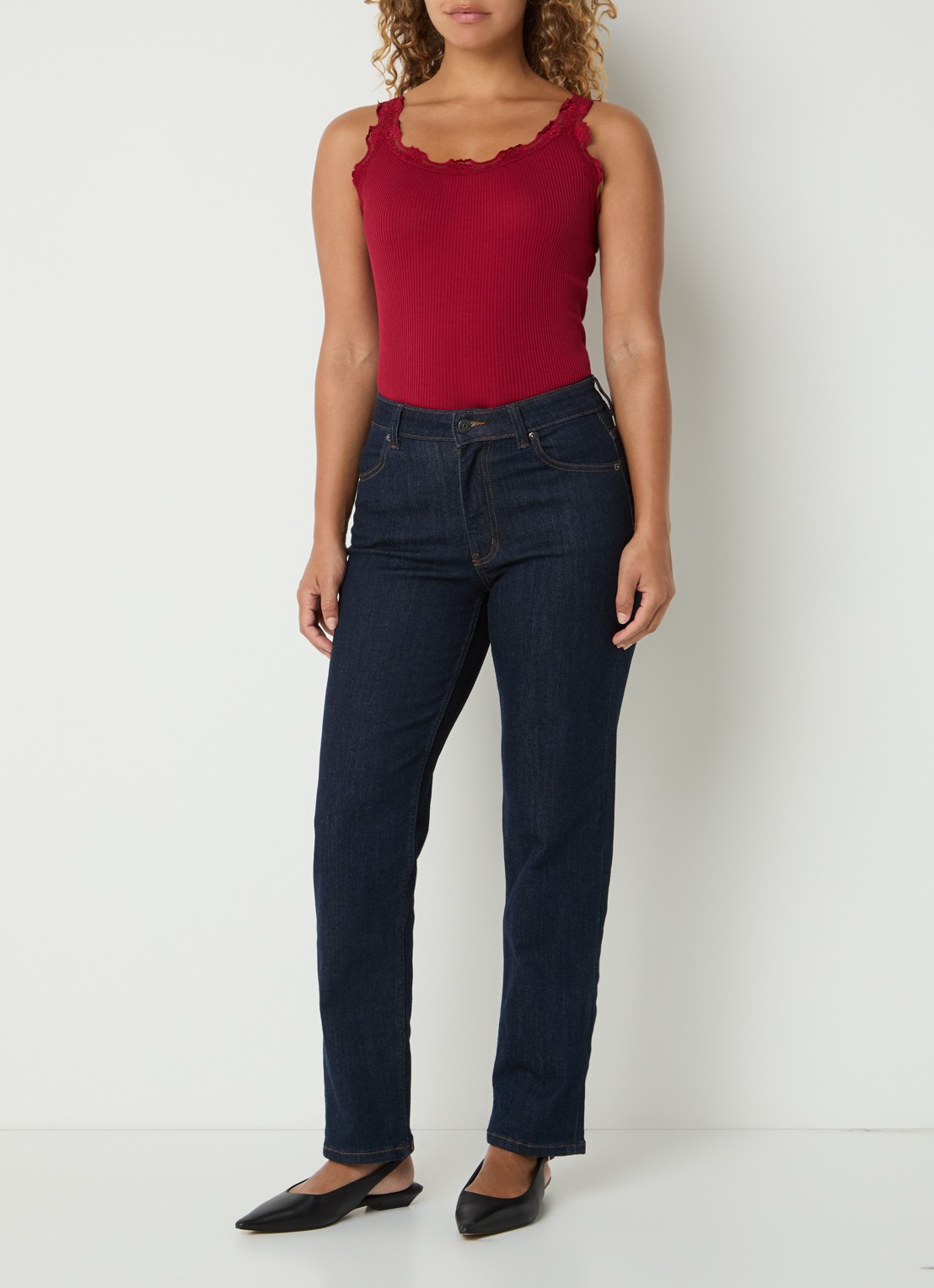 Rosemunde Babette tanktop in zijdeblend met kant - voorkant 2 rood