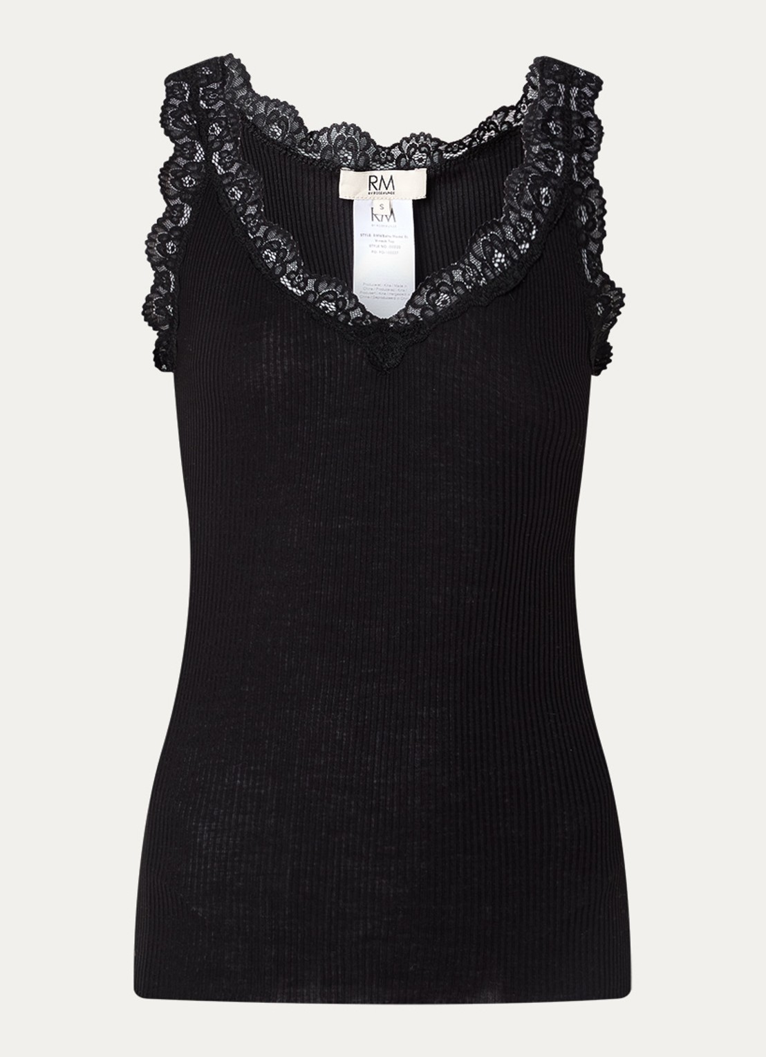 Rosemunde Balta tanktop met details van kant - voorkant 3 zwart