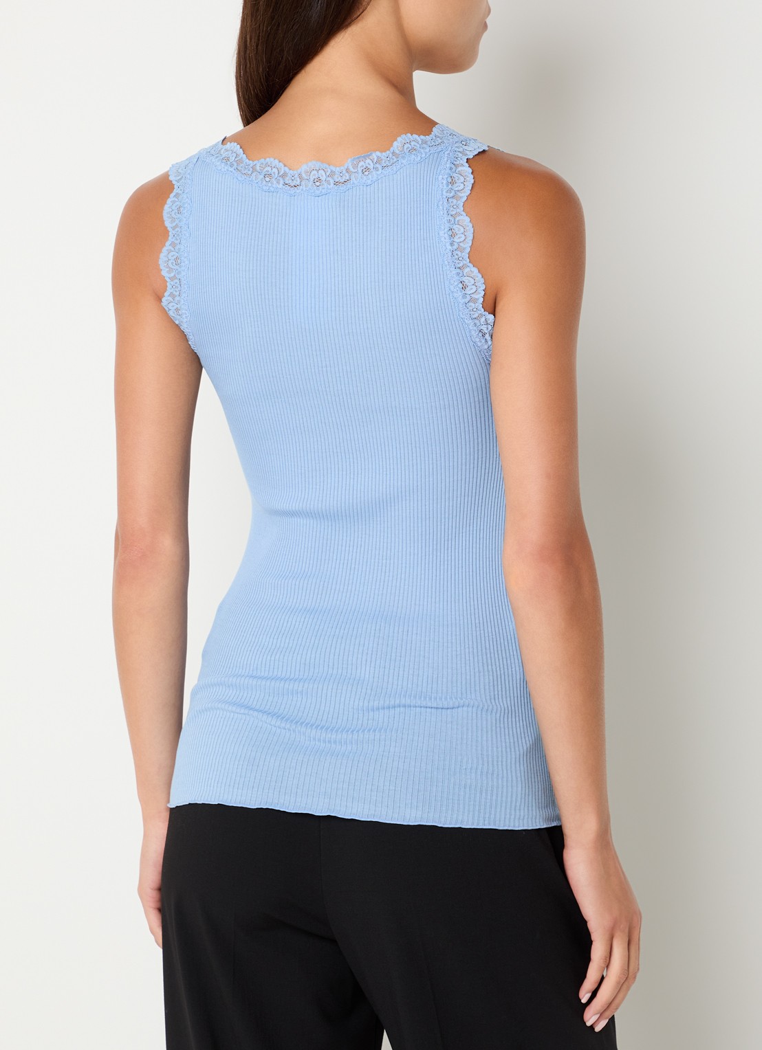 Rosemunde Balta tanktop met details van kant - achterkant blauwgrijs