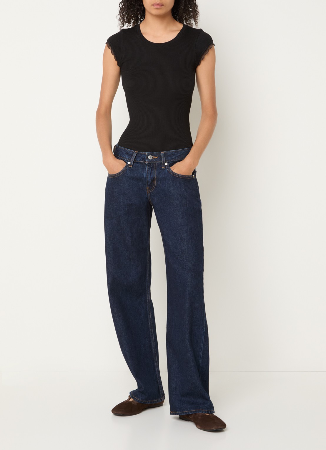 Rosemunde Baybay T-shirt met details van kant - voorkant 3 zwart