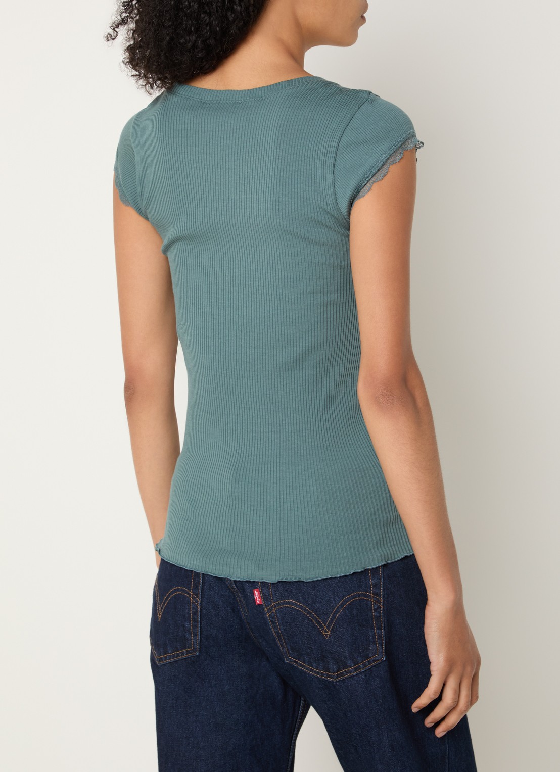 Rosemunde Baybay T-shirt met details van kant - achterkant 2 groen