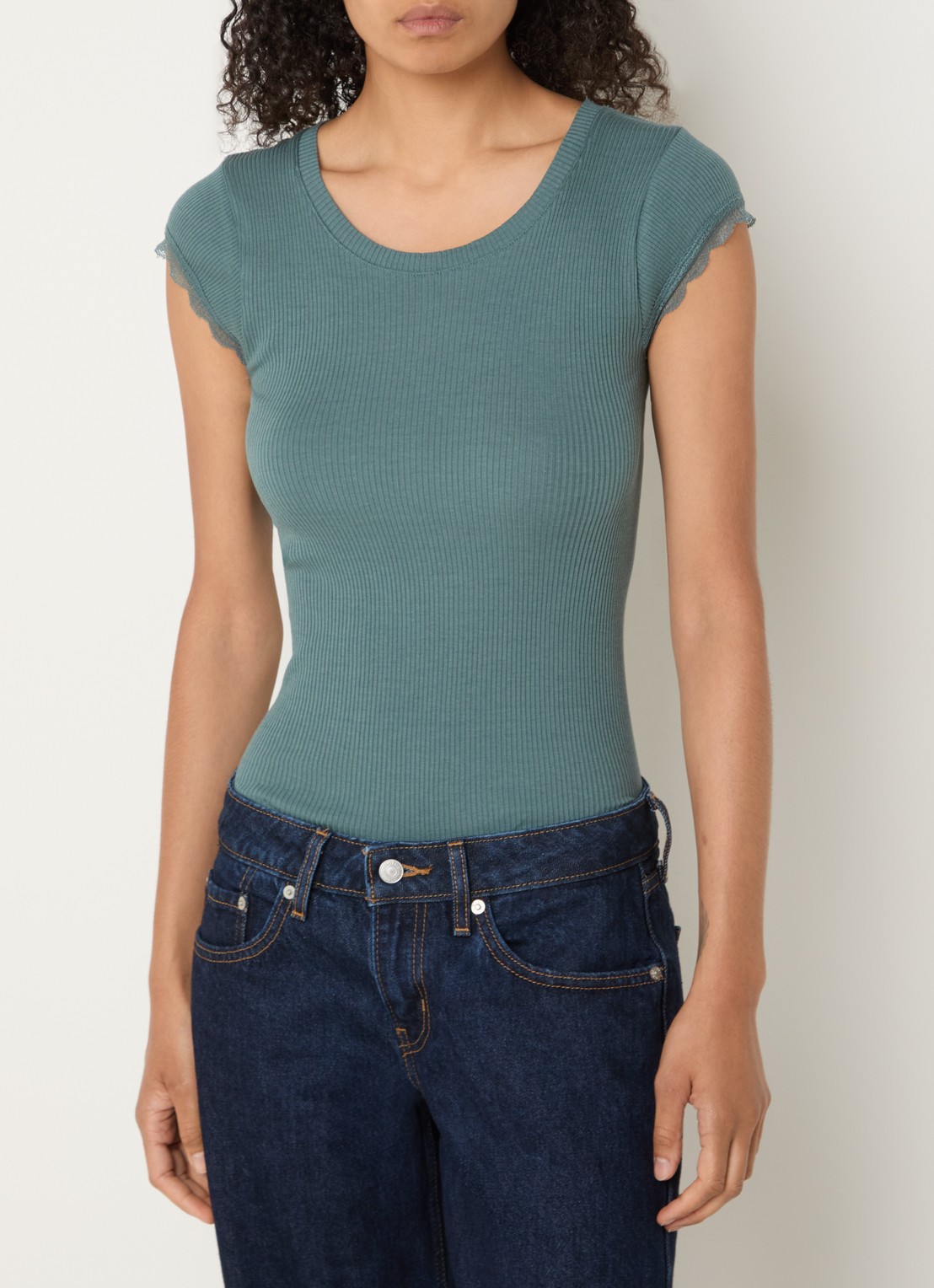 Rosemunde Baybay T-shirt met details van kant - detail groen