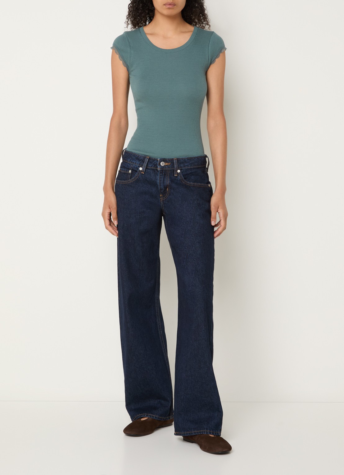 Rosemunde Baybay T-shirt met details van kant - voorkant 4 groen