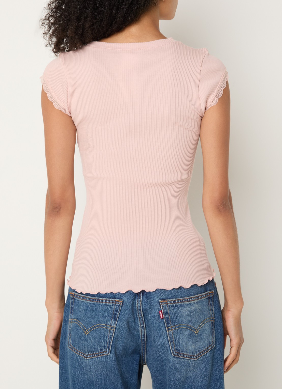 Rosemunde Baybay T-shirt met details van kant - achterkant 4 khaki