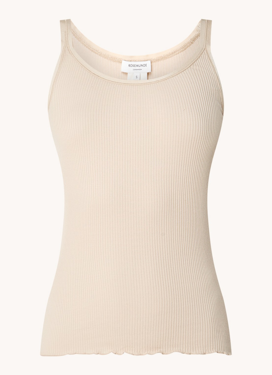 Rosemunde Belle ribgebreide top in zijdeblend met ronde hals - voorkant 2 beige