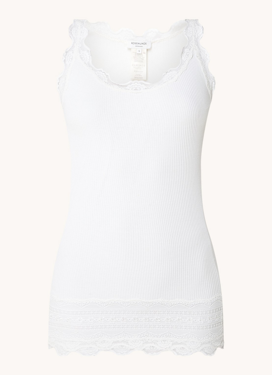 Rosemunde Benita top in zijdeblend met details van kant - voorkant 2 gebroken wit