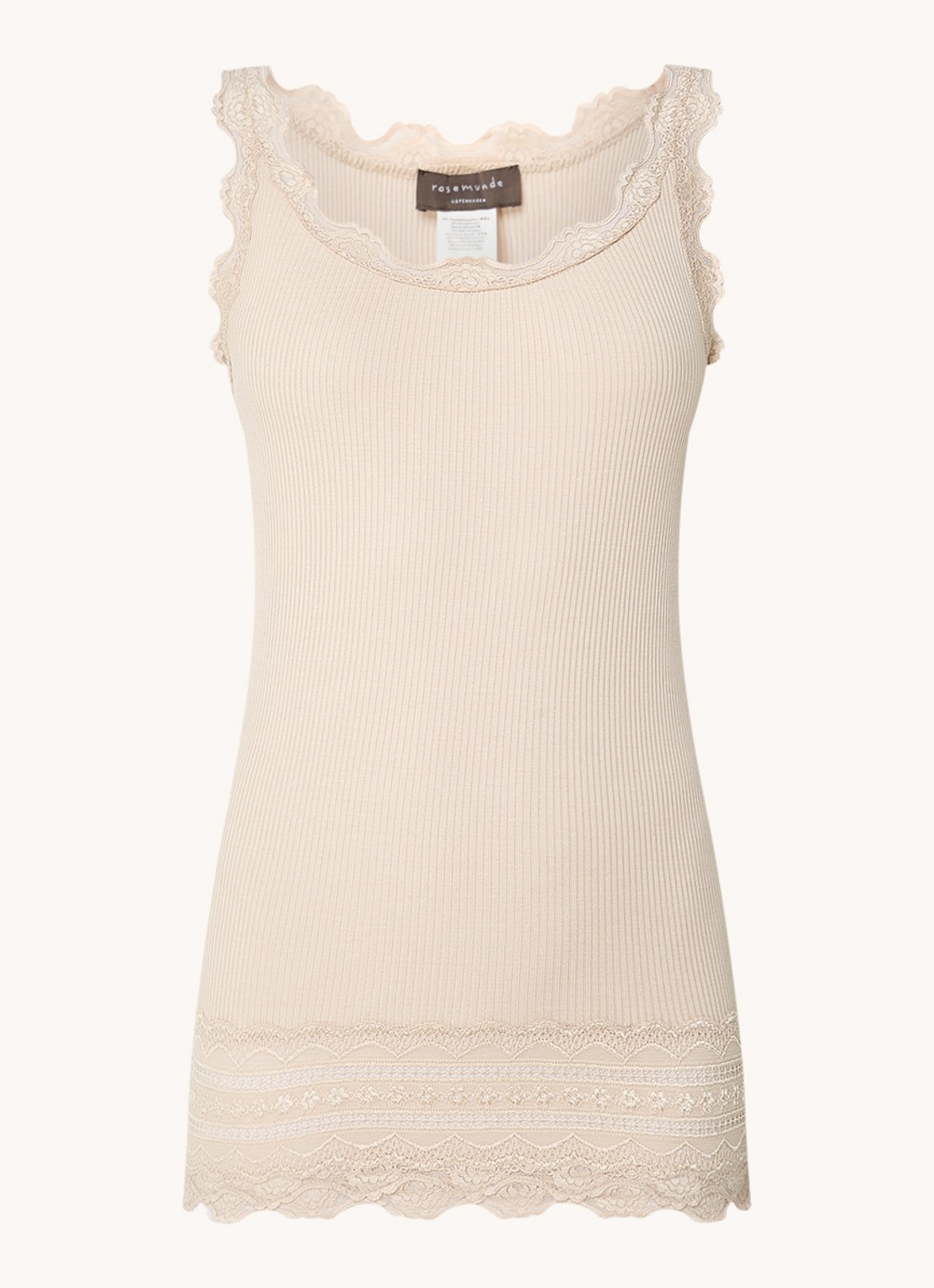 Rosemunde Benita top in zijdeblend met details van kant - voorkant 2 beige