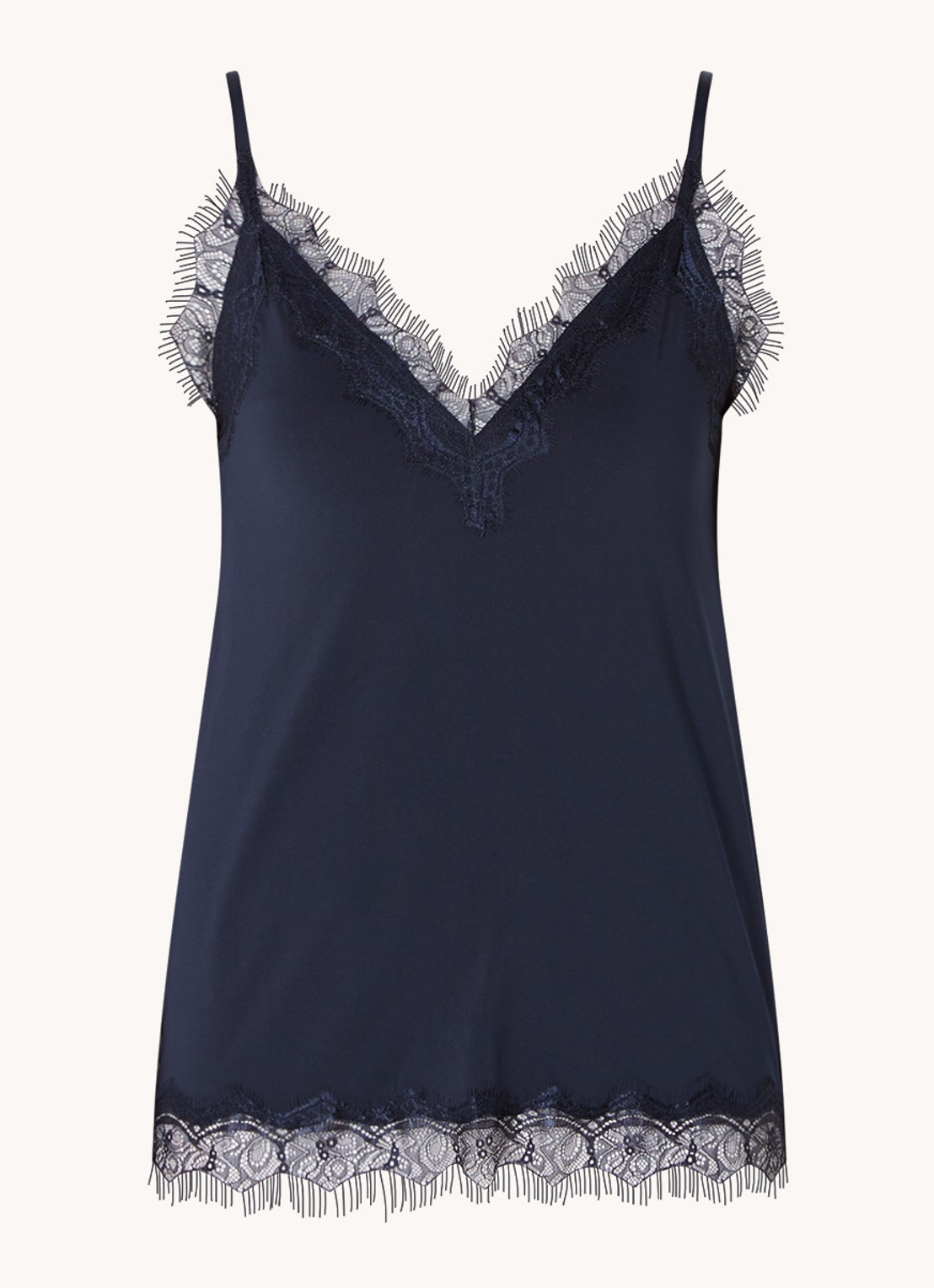 Rosemunde Billie spaghettitop met details van kant - voorkant 2 donkerblauw