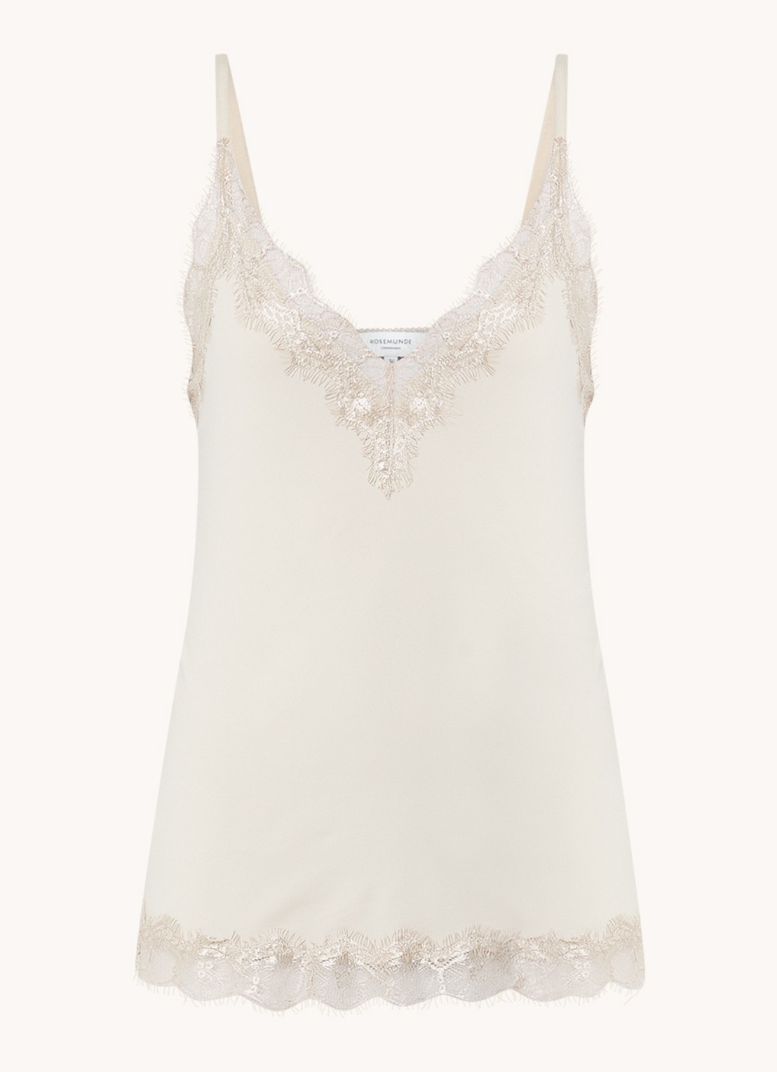 Rosemunde Billie spaghettitop met details van kant - voorkant 2 beige