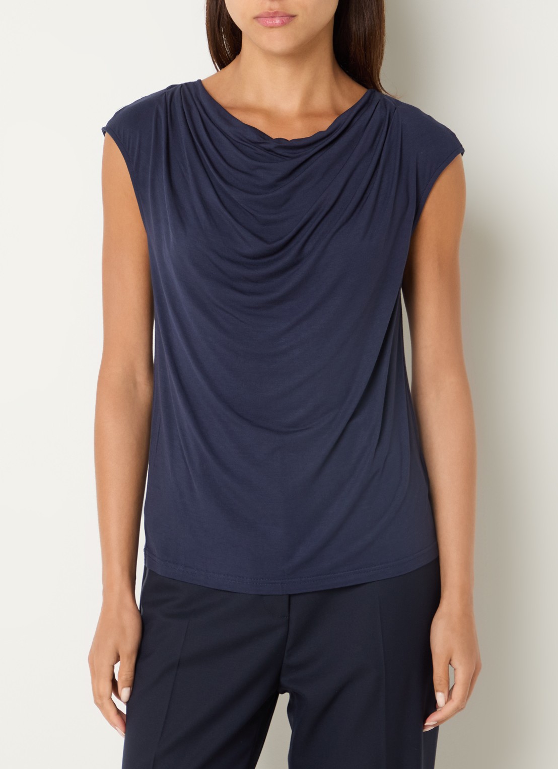 Rosemunde Blarritz mouwloze top met gedrapeerd detail - detail 4 donkerblauw