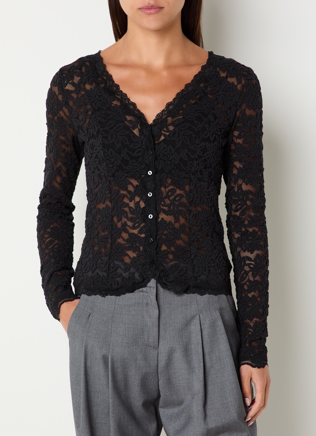 Rosemunde Delicia vest van kant - detail 2 zwart