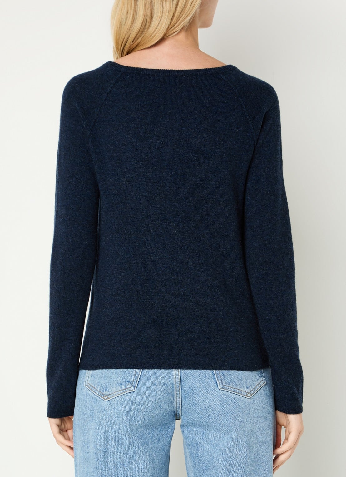 Rosemunde Fijngebreid vest in kasjmierblend  - achterkant 4 donkerblauw
