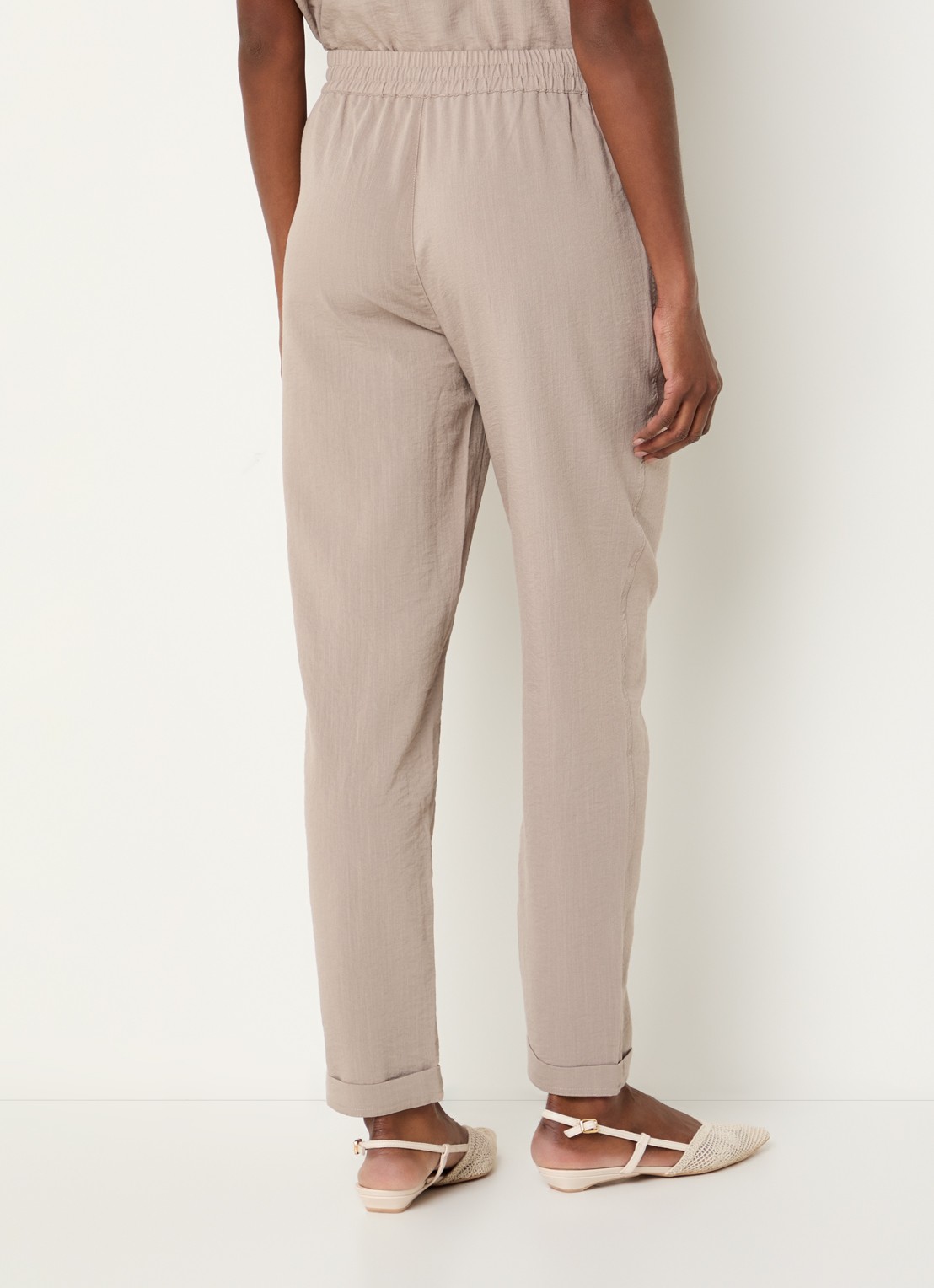 Rosemunde RMWTalia high waist slim fit cropped broek met steekzakken - achterkant 4 donkerbeige