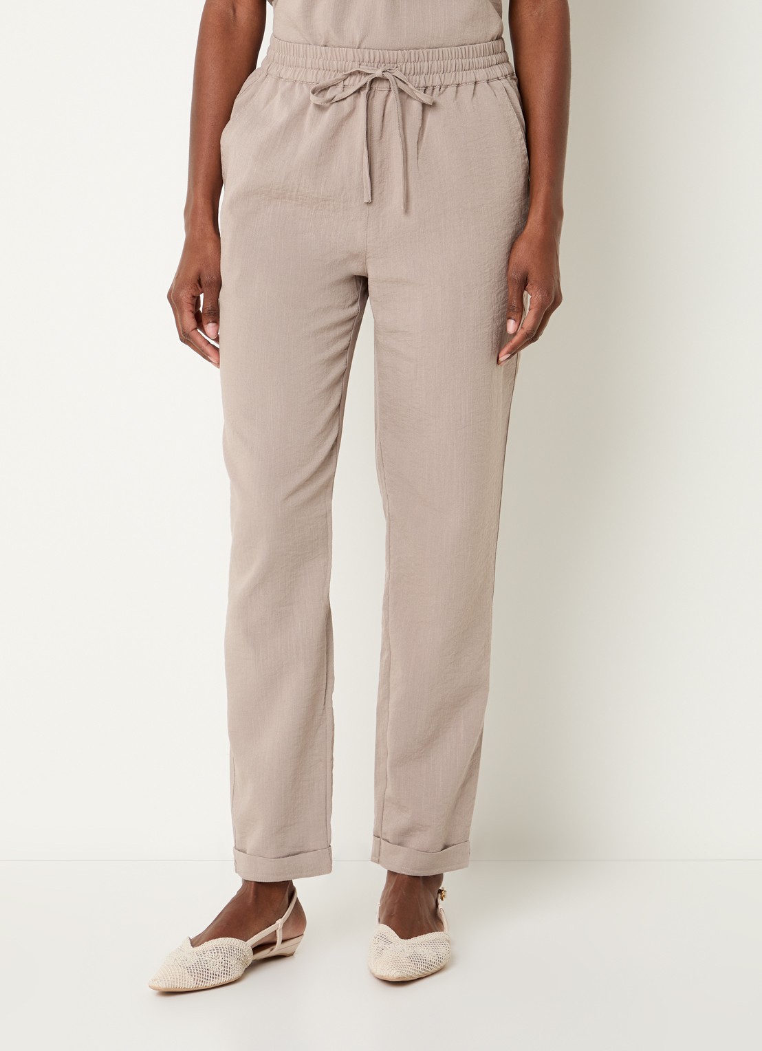 Rosemunde RMWTalia high waist slim fit cropped broek met steekzakken - detail 3 donkerbeige
