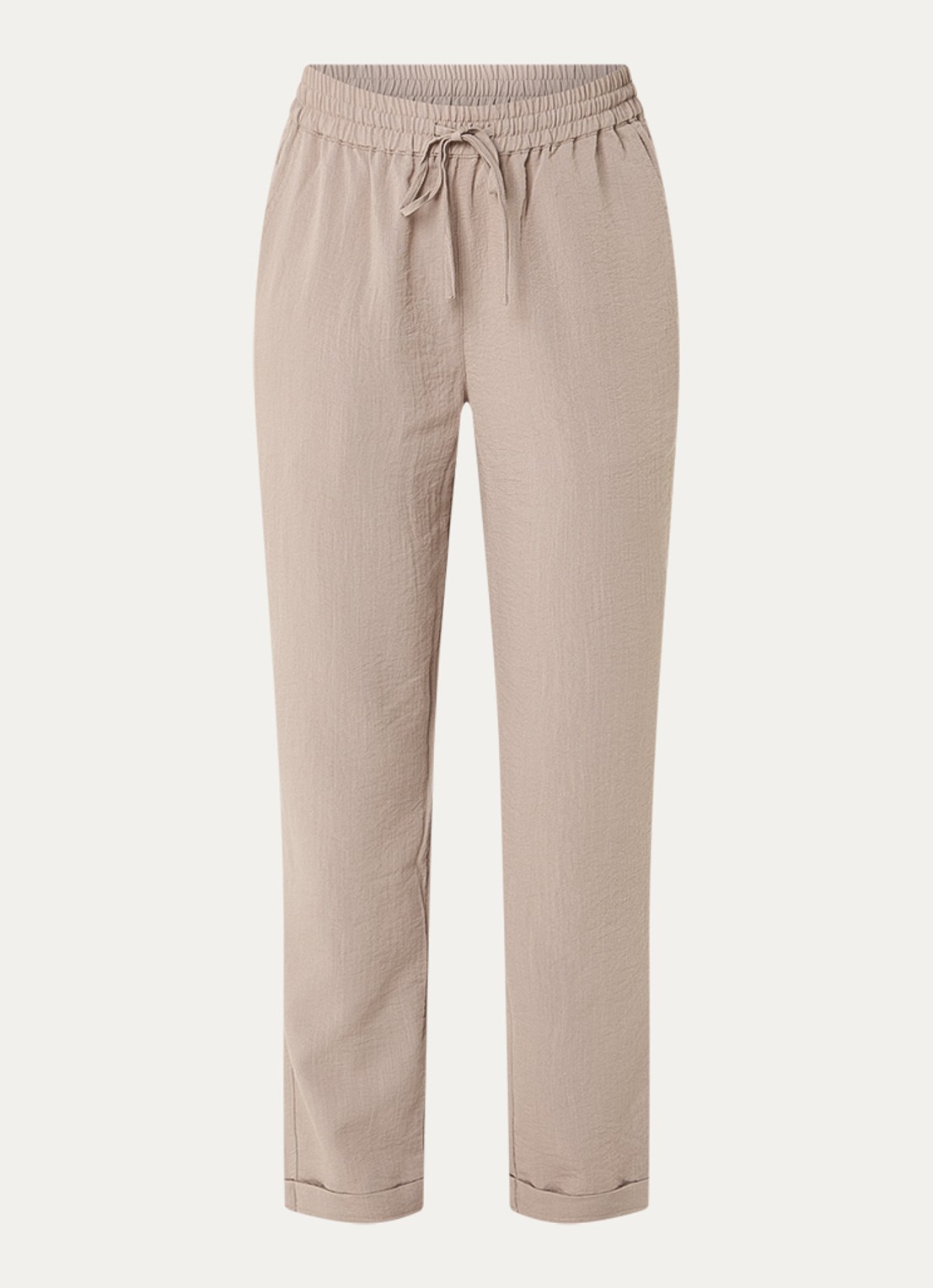 Rosemunde RMWTalia high waist slim fit cropped broek met steekzakken - voorkant donkerbeige
