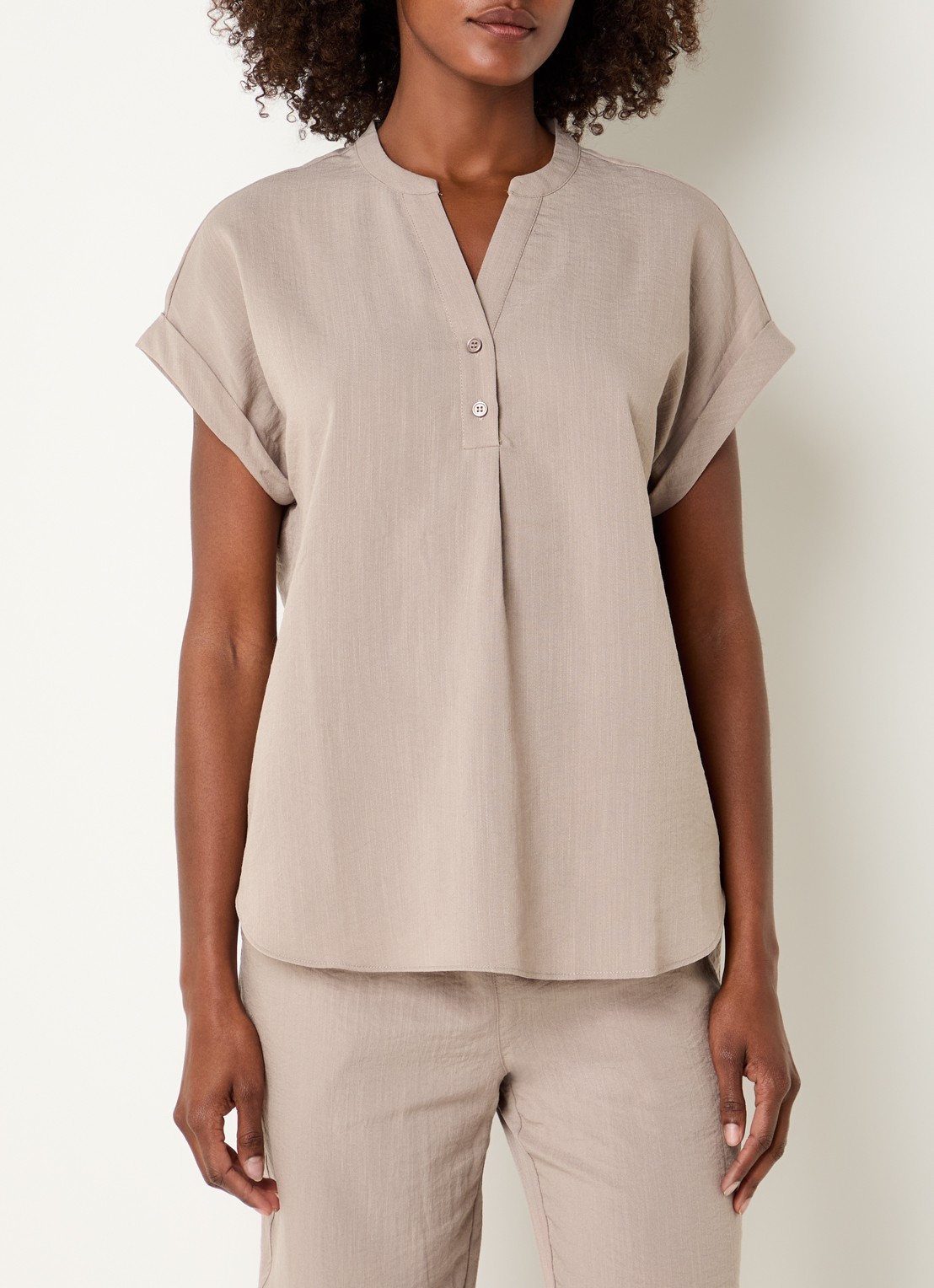 Rosemunde RMWTalia mouwloze tuniek met V-hals - detail 3 donkerbeige