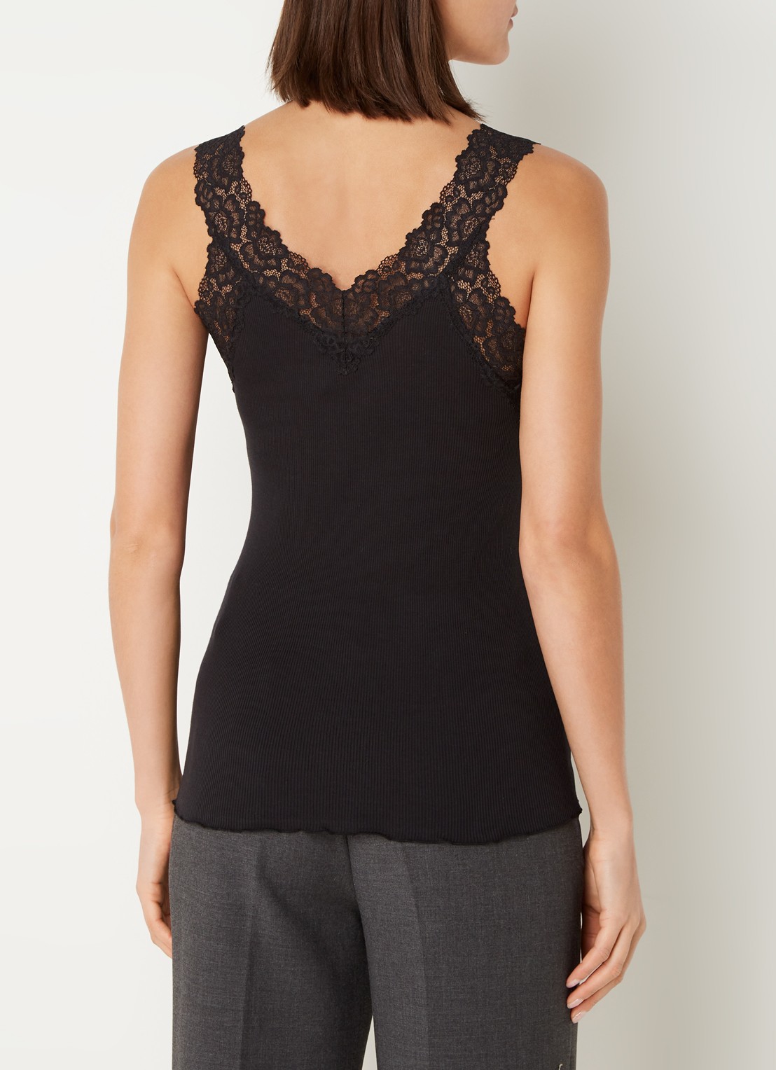 Rosemunde Tanktop met kant en structuur - achterkant 2 zwart
