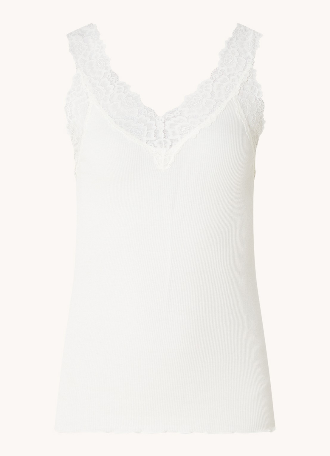 Rosemunde Tanktop met kant en structuur - voorkant 3 wit