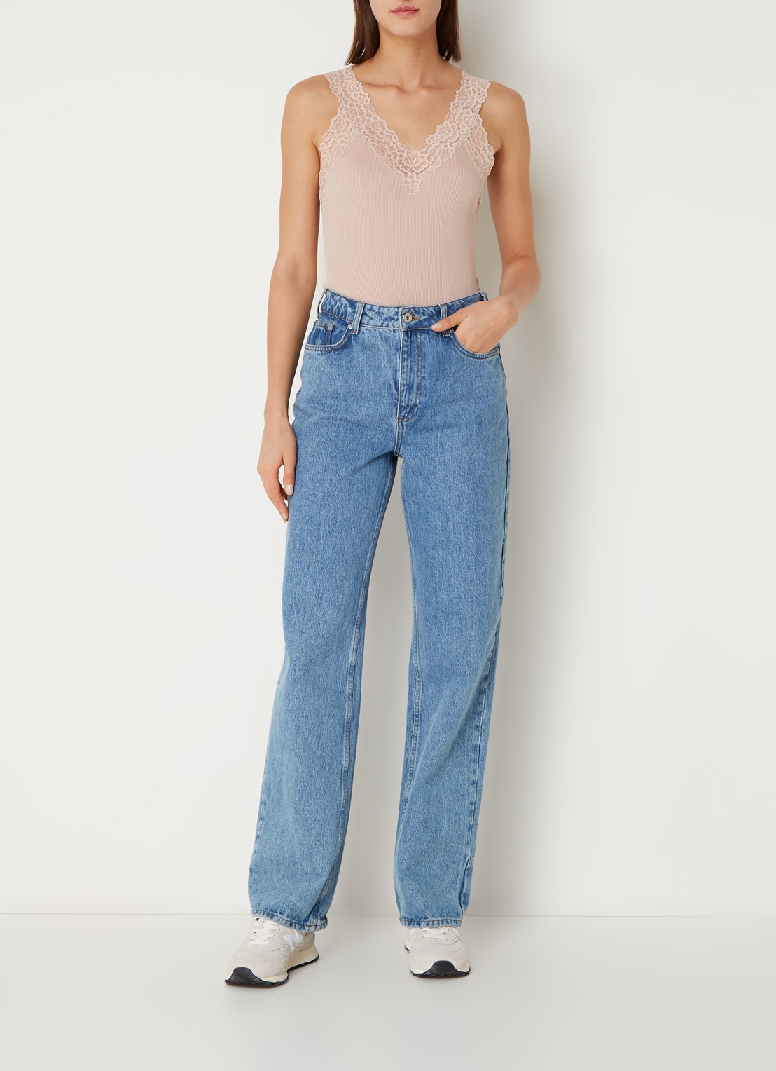 Rosemunde Tanktop met kant en structuur - voorkant 3 oudroze